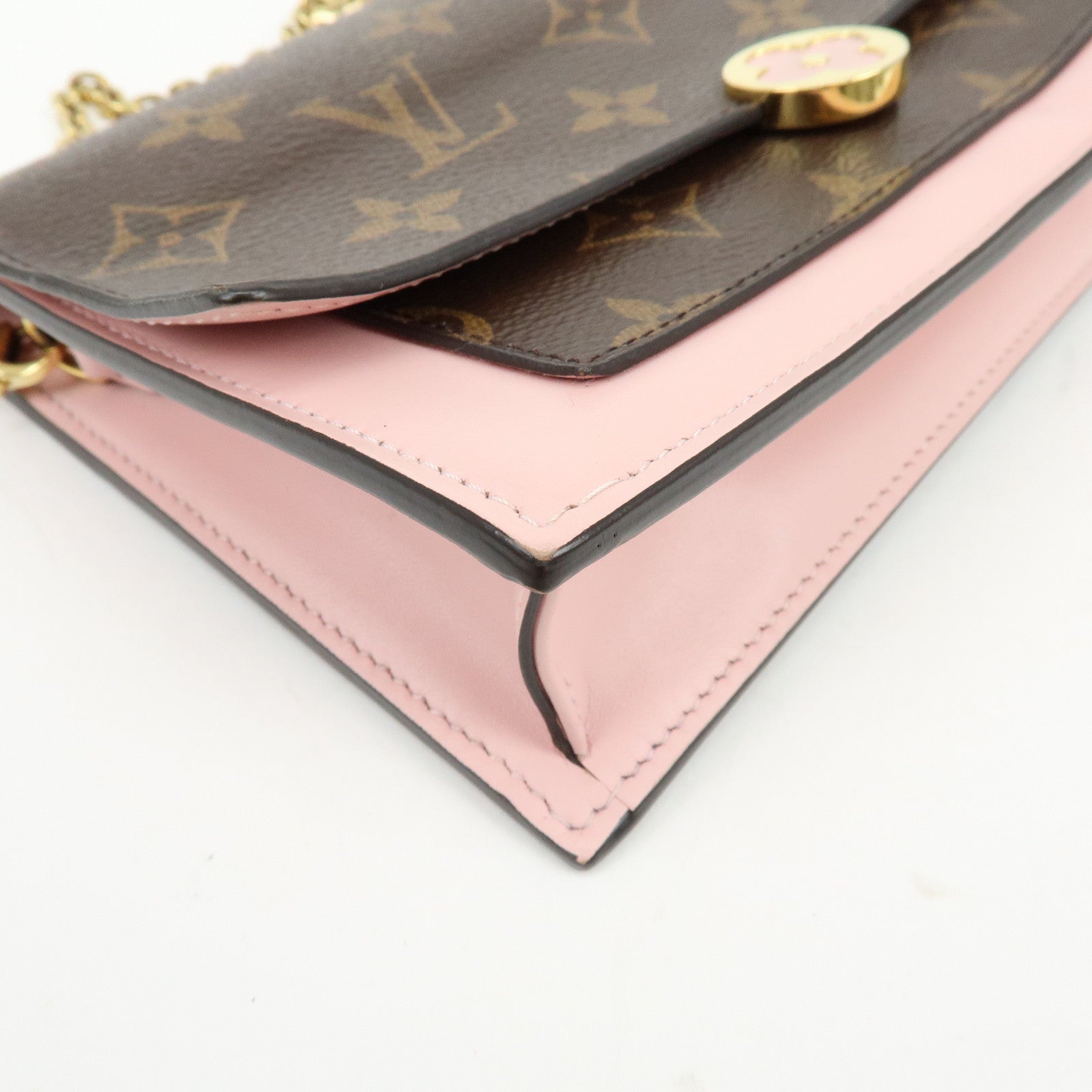 Louis Vuitton Monogram Portefeuille Flore Chain Wallet Pink M67405