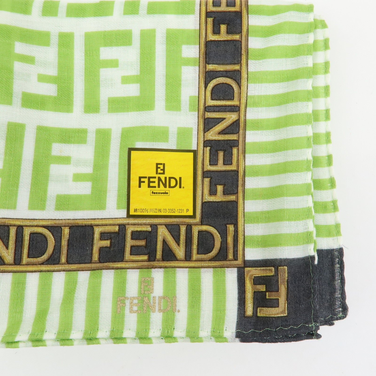 FENDI Zucca Zuccino Cotton 100% Lot of 5 Handkerchief Brown Green Pink