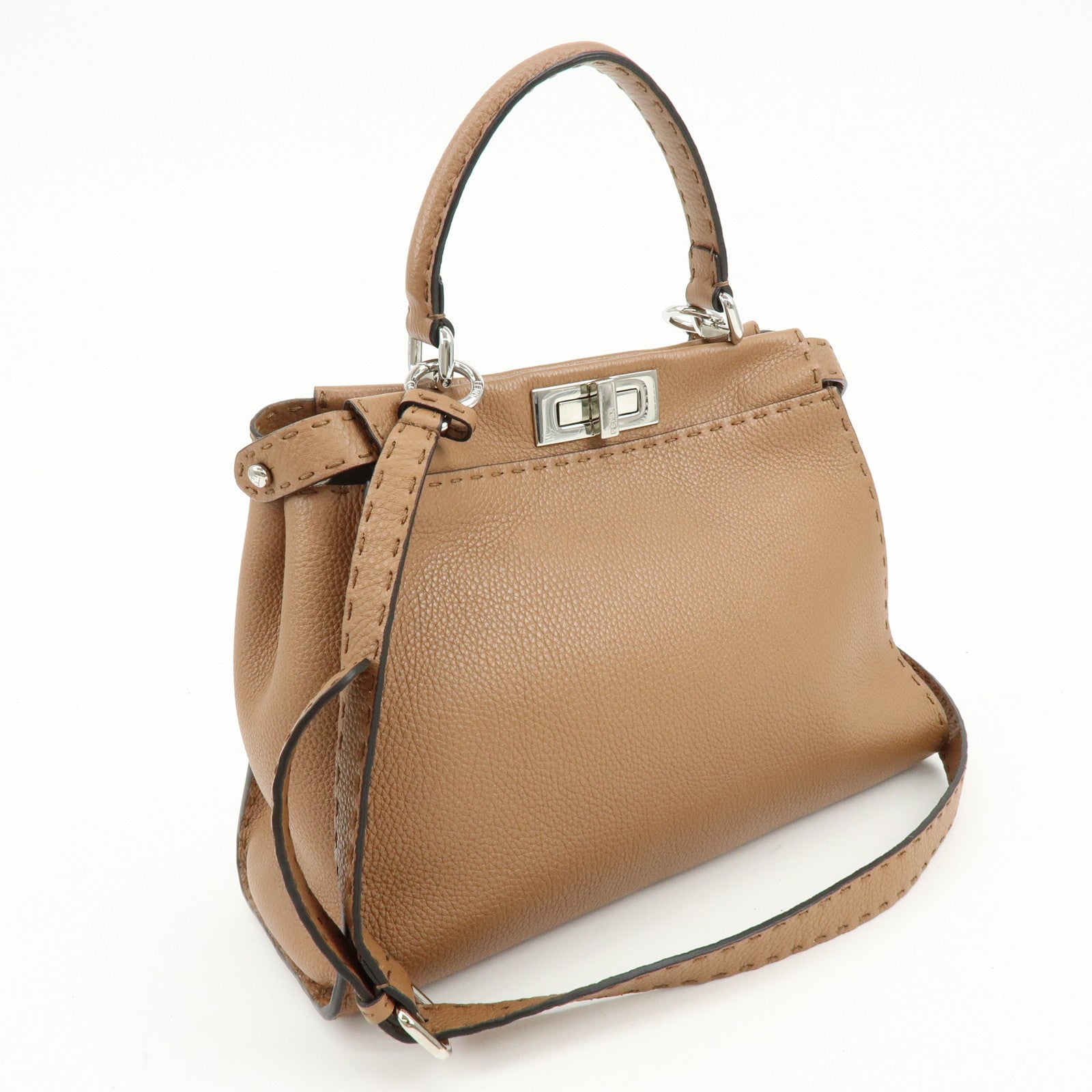 FENDI Selleria Peekaboo Medium Leather 2Way Hand Shoulder Bag 8BN290