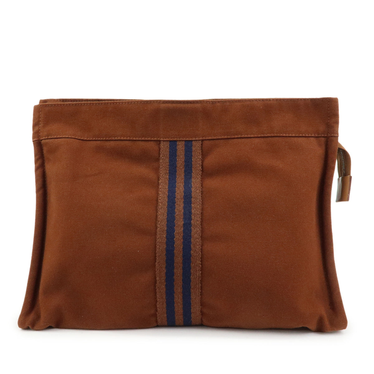 HERMES Fourre Tout Canvas Pouch Clutch Bag Maron Brown