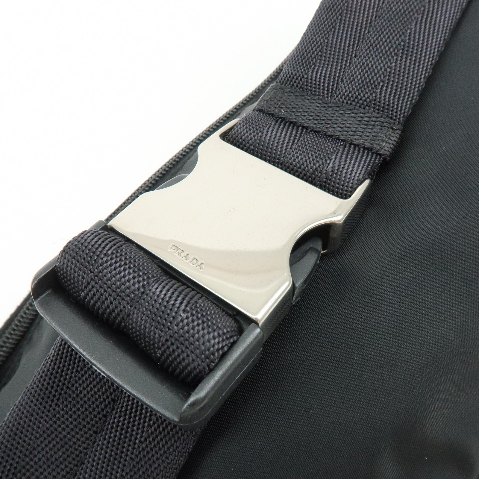 PRADA Triangle Logo Nylon Waist Bag Body Bag Black VA0056