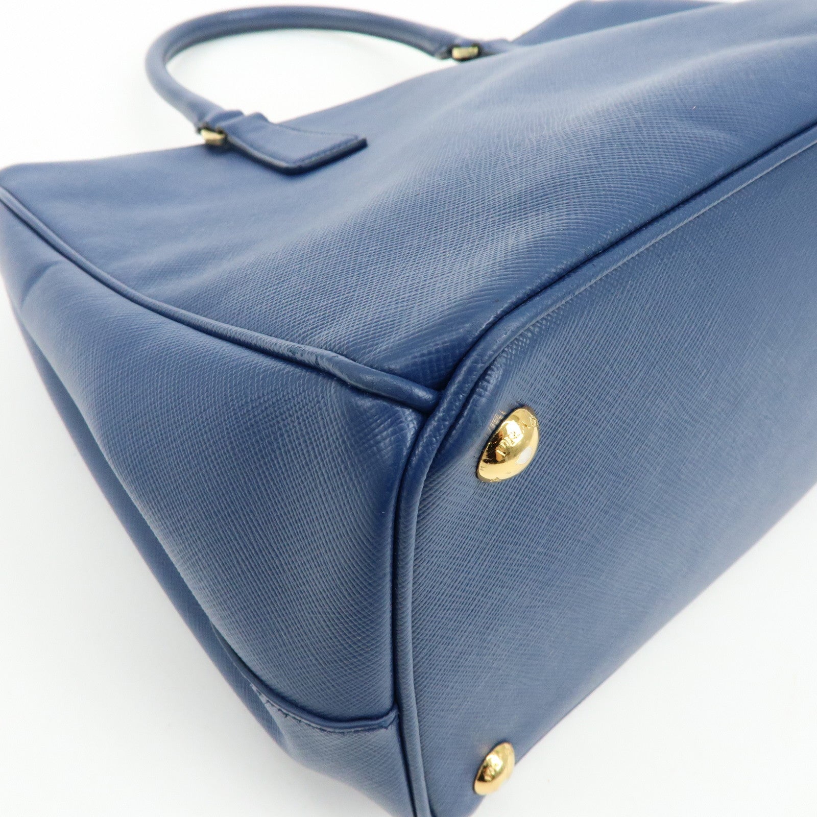 PRADA Galleria Triangle Log Saffiano Leather 2Way Hand Bag Blue BN2274