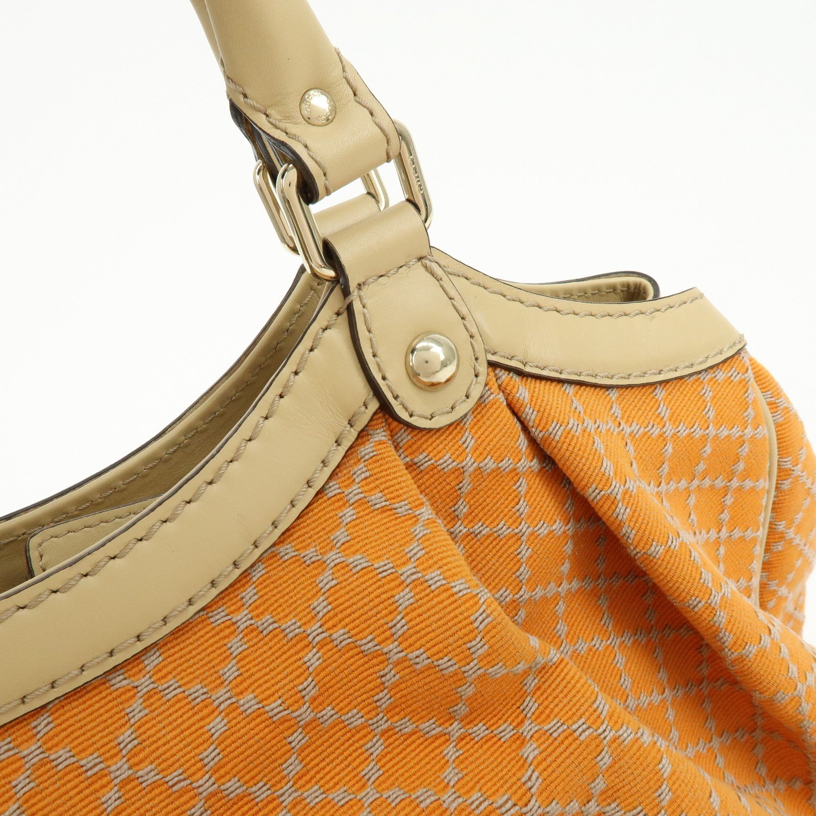 GUCCI Sukey Interlocking G Diamante Canvas Leather Hand Bag 211944