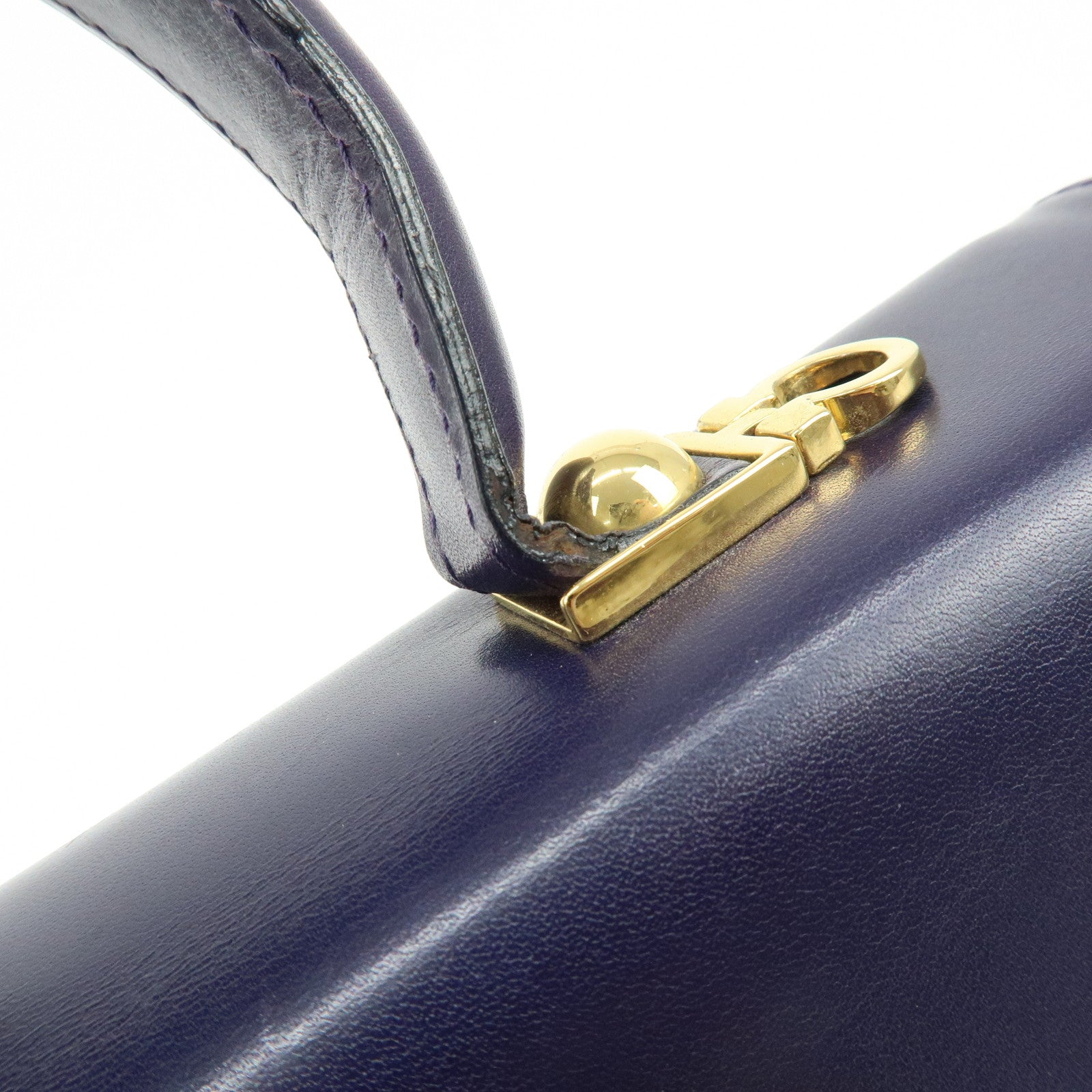 Ferragamo Gancini Leather 2Way Bag Hand Bag Shoulder Bag Purple