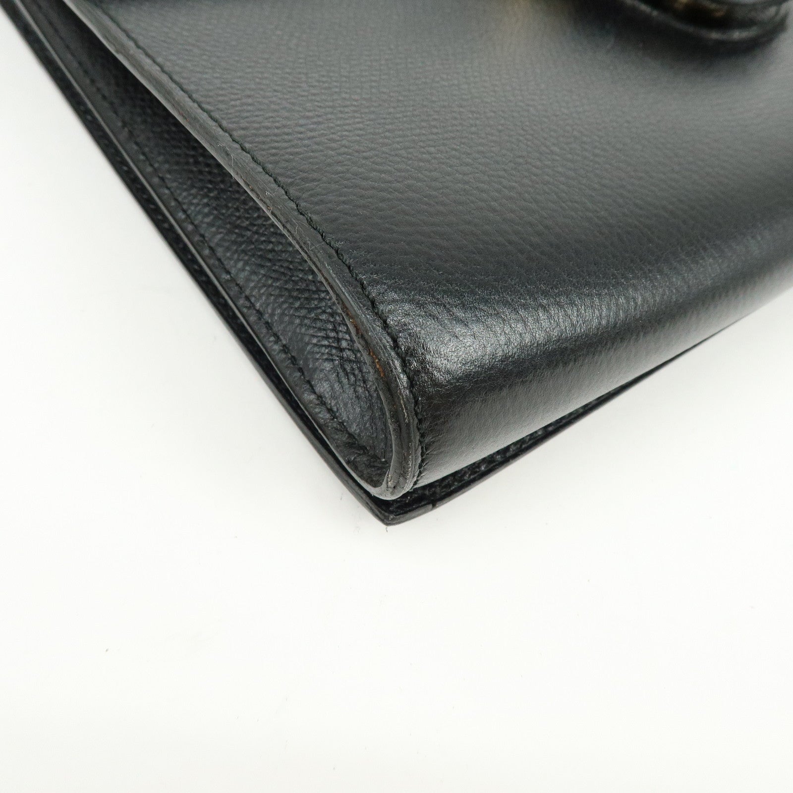 DELVAUX Leather Shoulder Bag Hand Bag Black