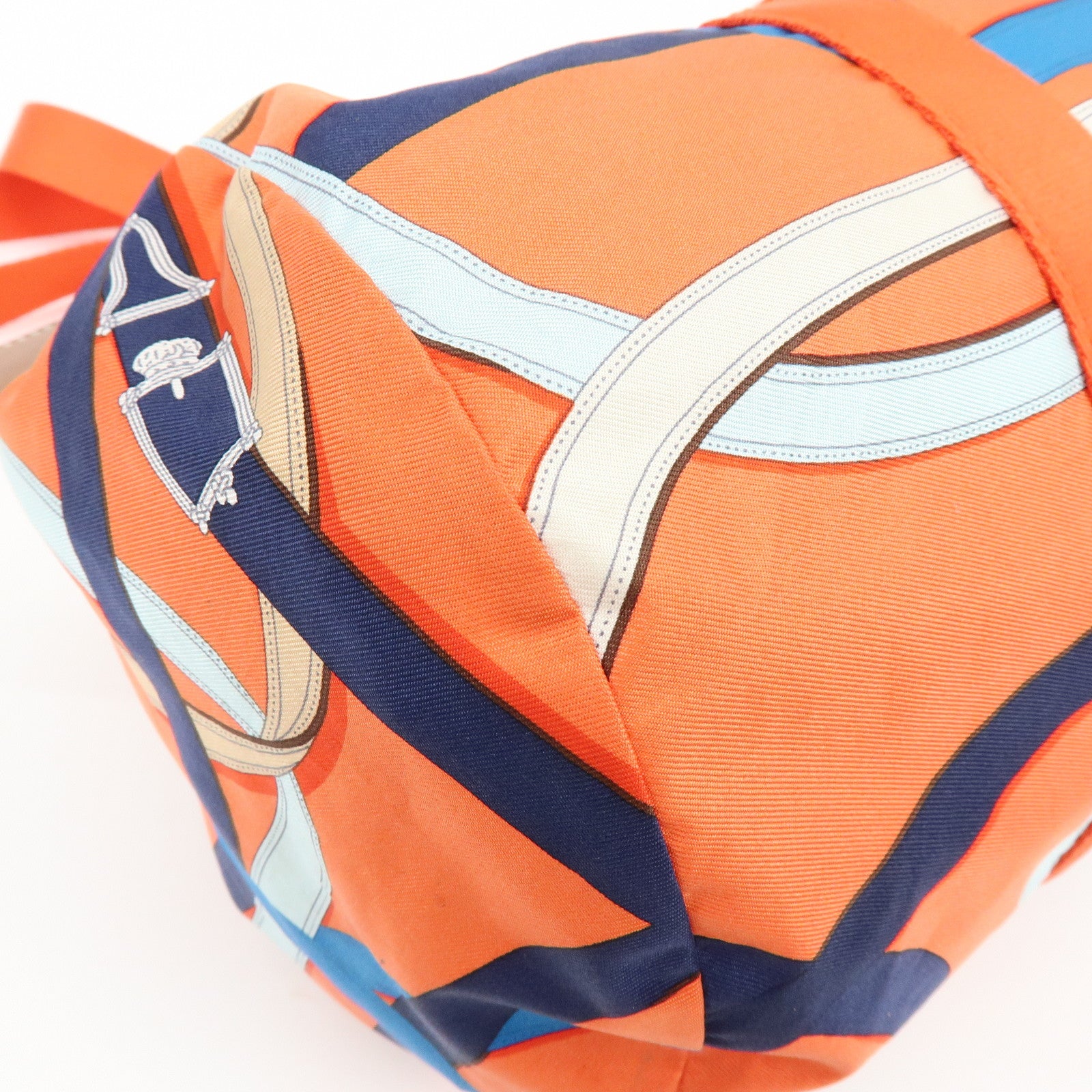 HERMES Airsilk Duffle 38 Silk Leather Shoulder Bag Hand Bag Orange