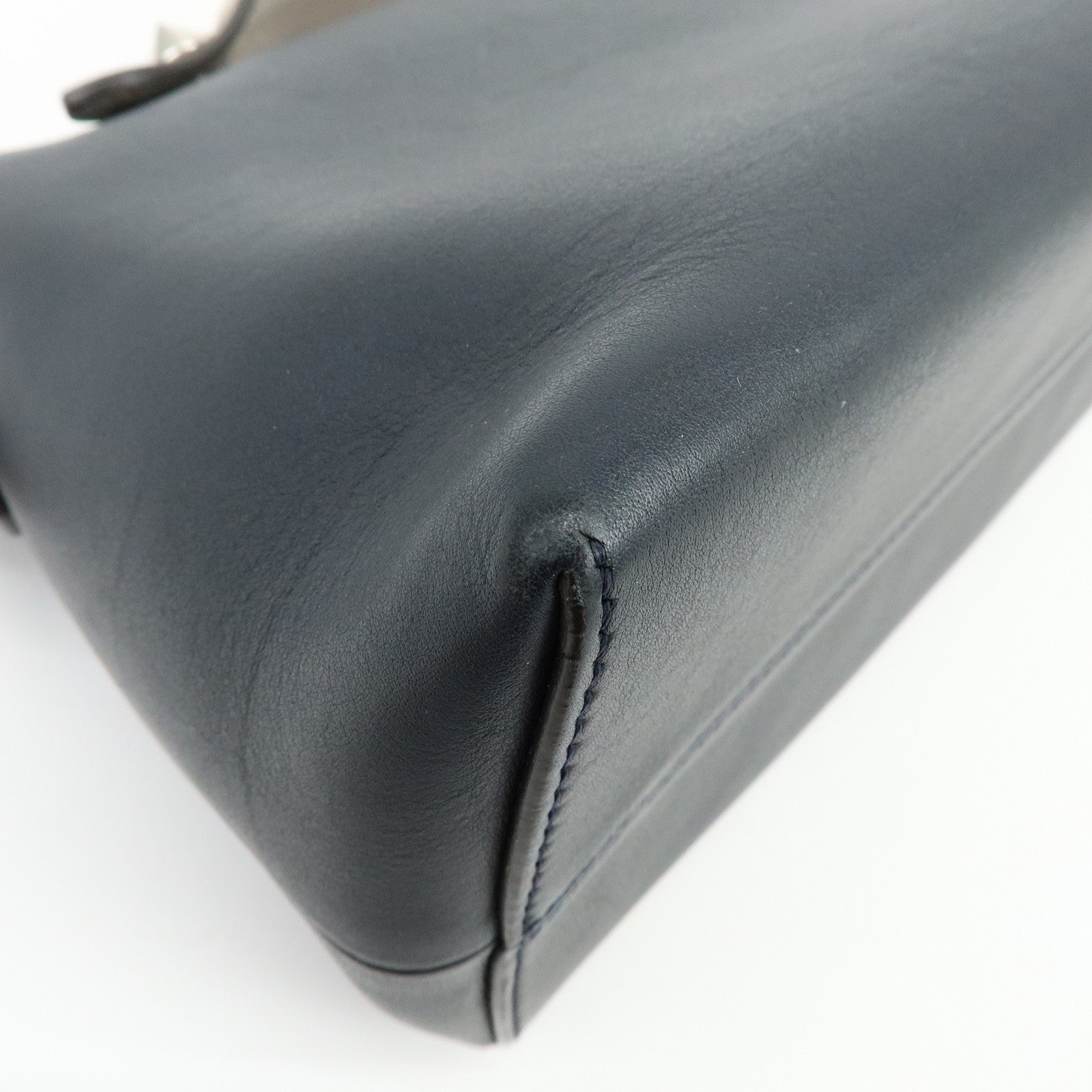 FENDI By The Way Medium Leather 2Way Hand Shoulder Bag Navy 8BL124