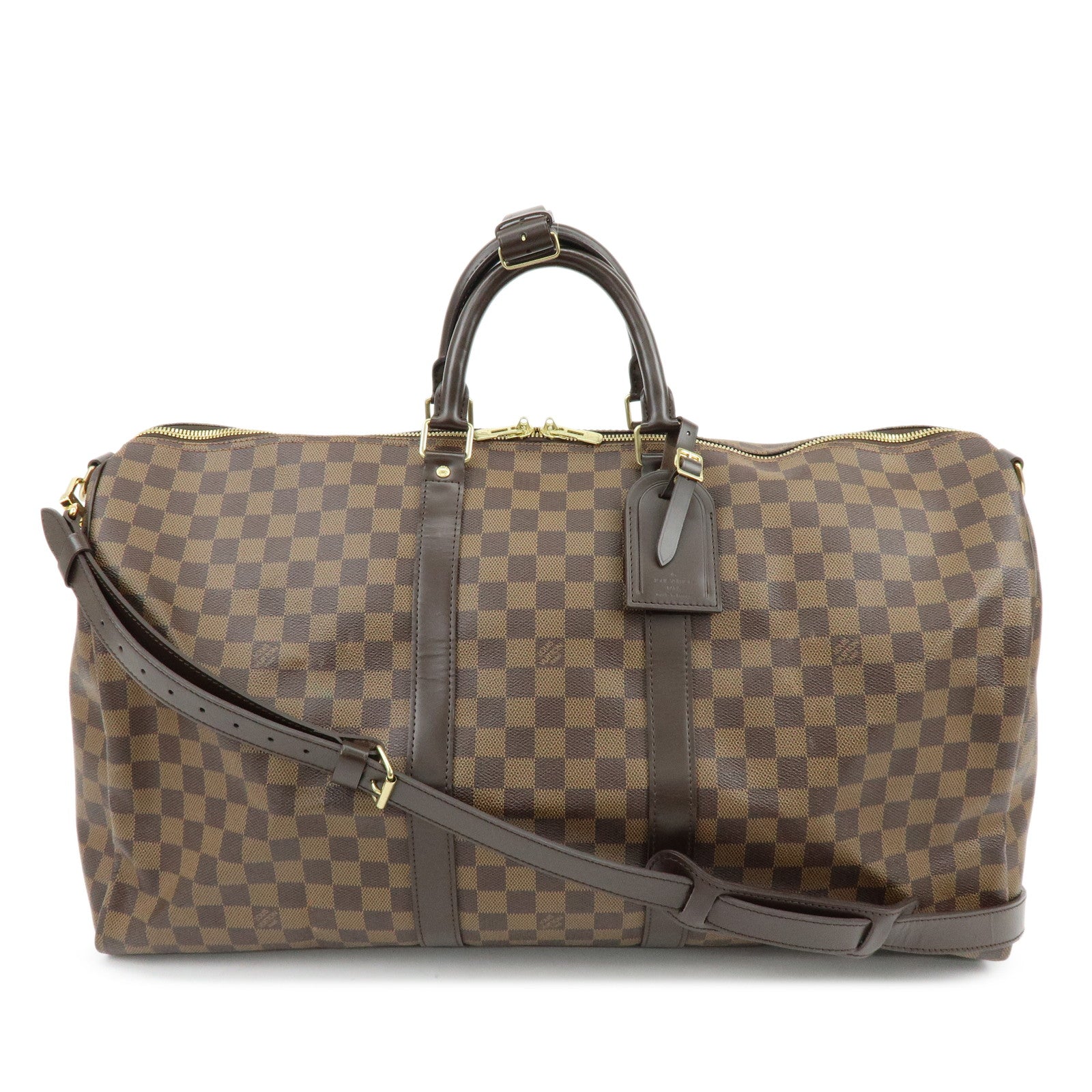 Louis Vuitton Damier Keep All Bandouliere 55 Travel Bag Brown N41414