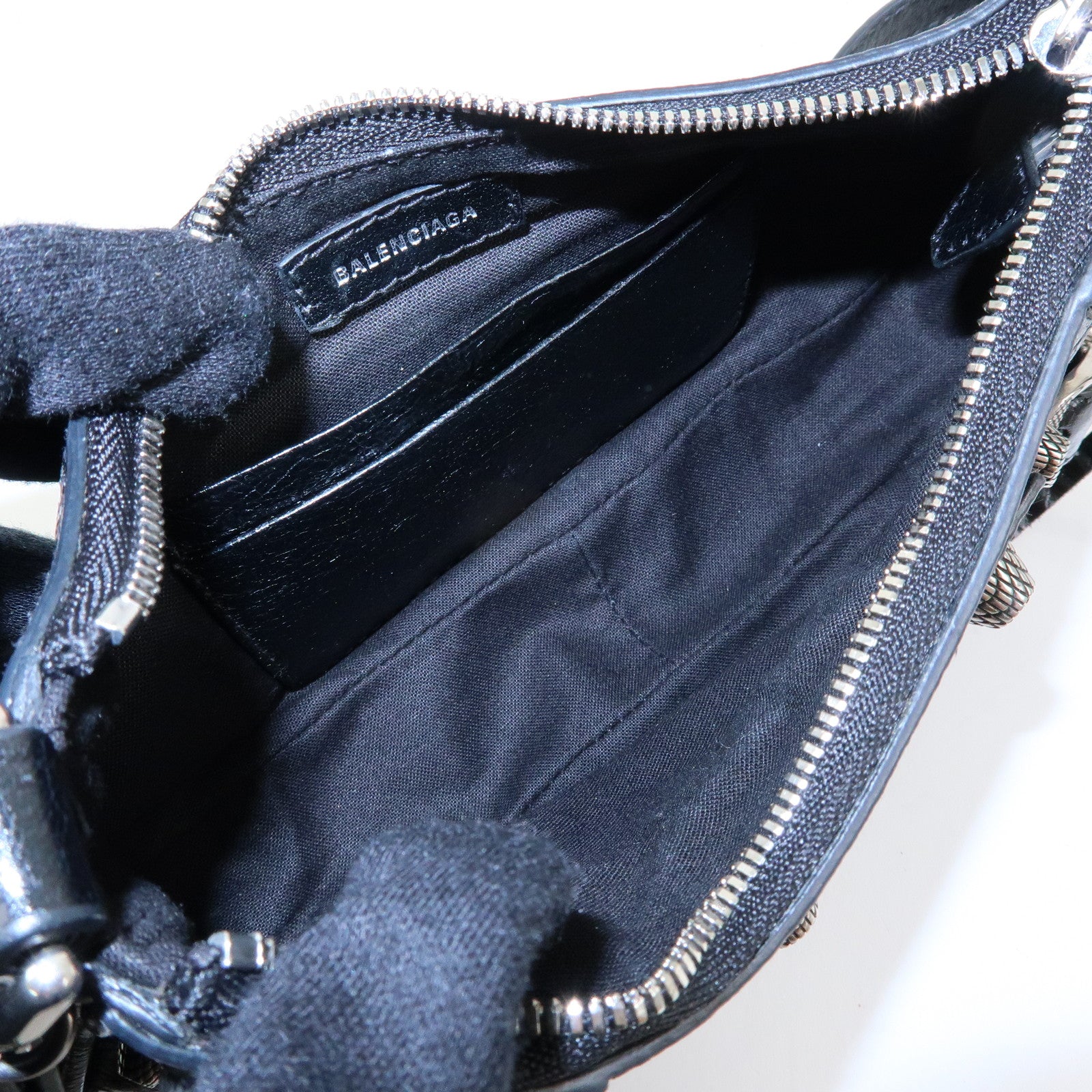 BALENCIAGA Le Cagole Mini Leather Chain Shoulder Bag Black 695814