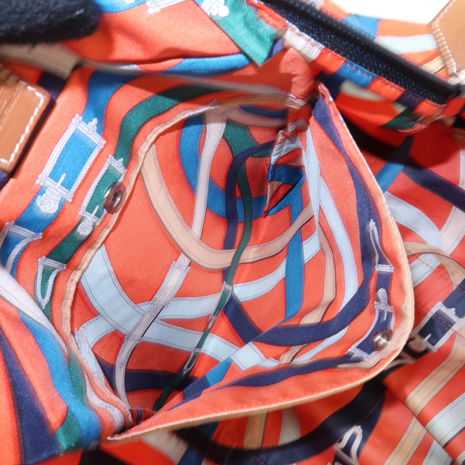 HERMES Airsilk Duffle 38 Silk Leather Shoulder Bag Hand Bag Orange