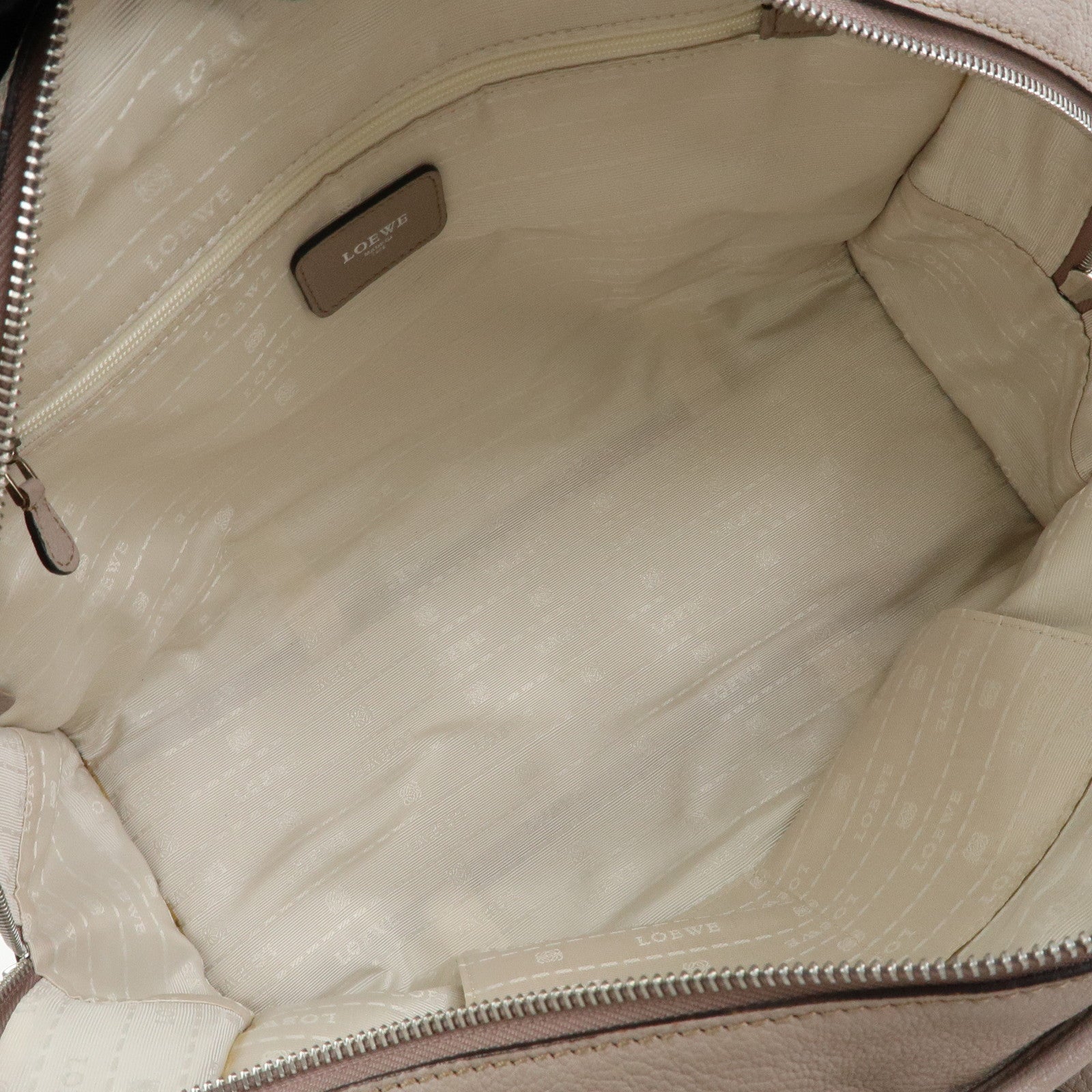 LOEWE Amazona 36 Anagram Leather Hand Bag Boston Bag Beige