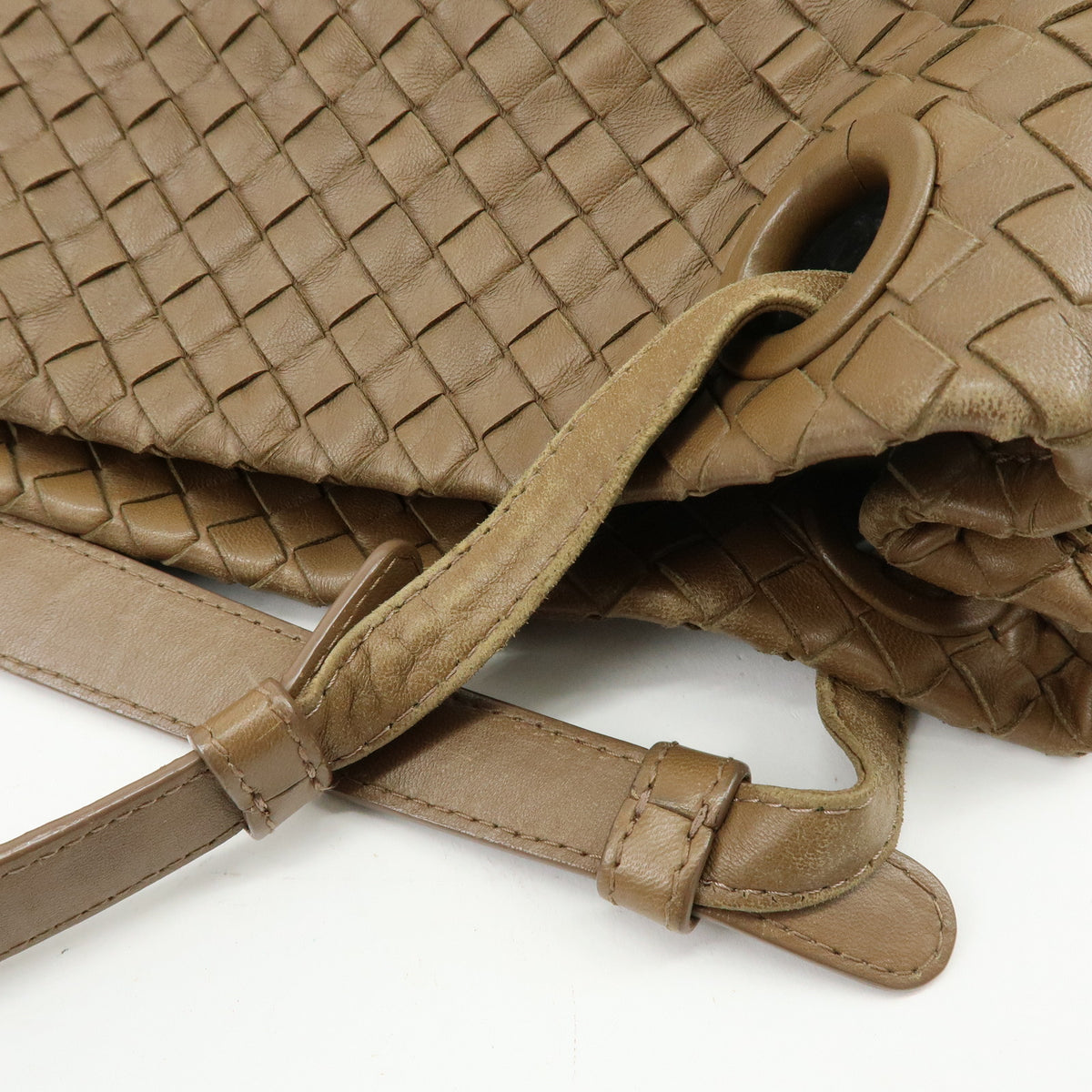 BOTTEGA VENETA Intrecciato Leahter Shoulder Bag Tote Bag Cafe Brown