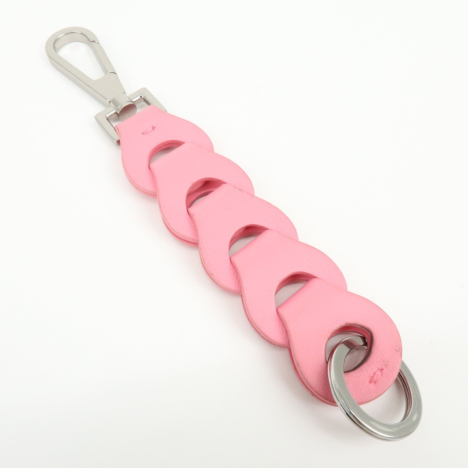 BOTTEGA VENETA Leather Metal Bag Charm Chain Motif Pink 577930