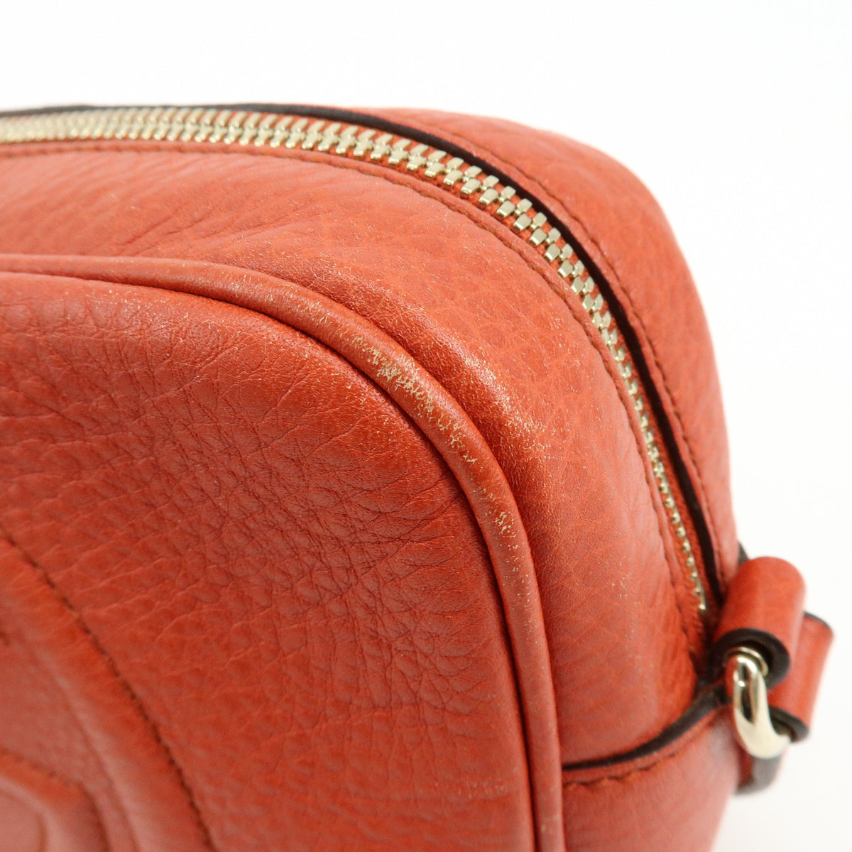 GUCCI SOHO Interlocking G Leather Chain Shoulder Bag Orange 308364