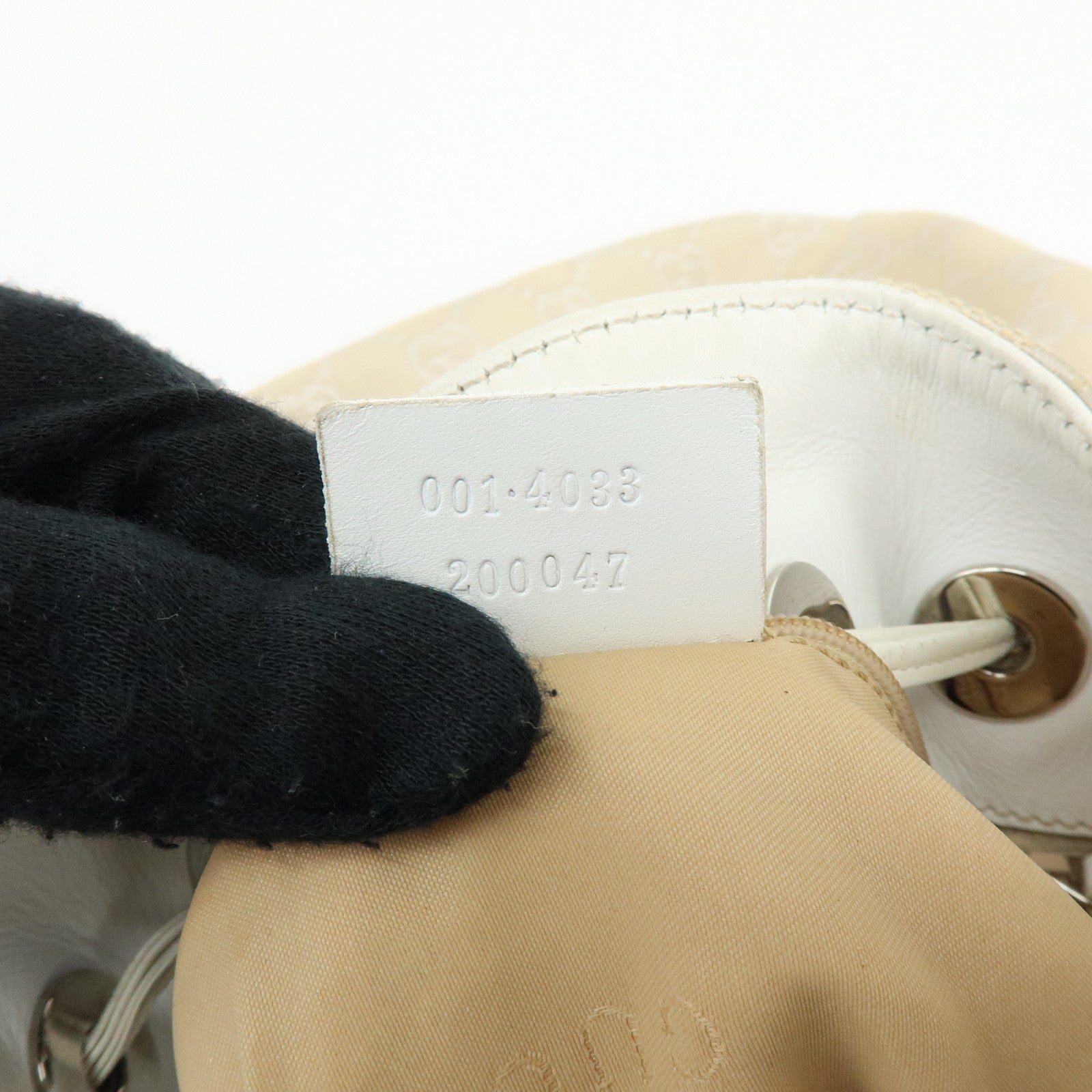 GUCCI Bamboo GG Canvas Leather Shoulder Bag Beige 001・4033・200047