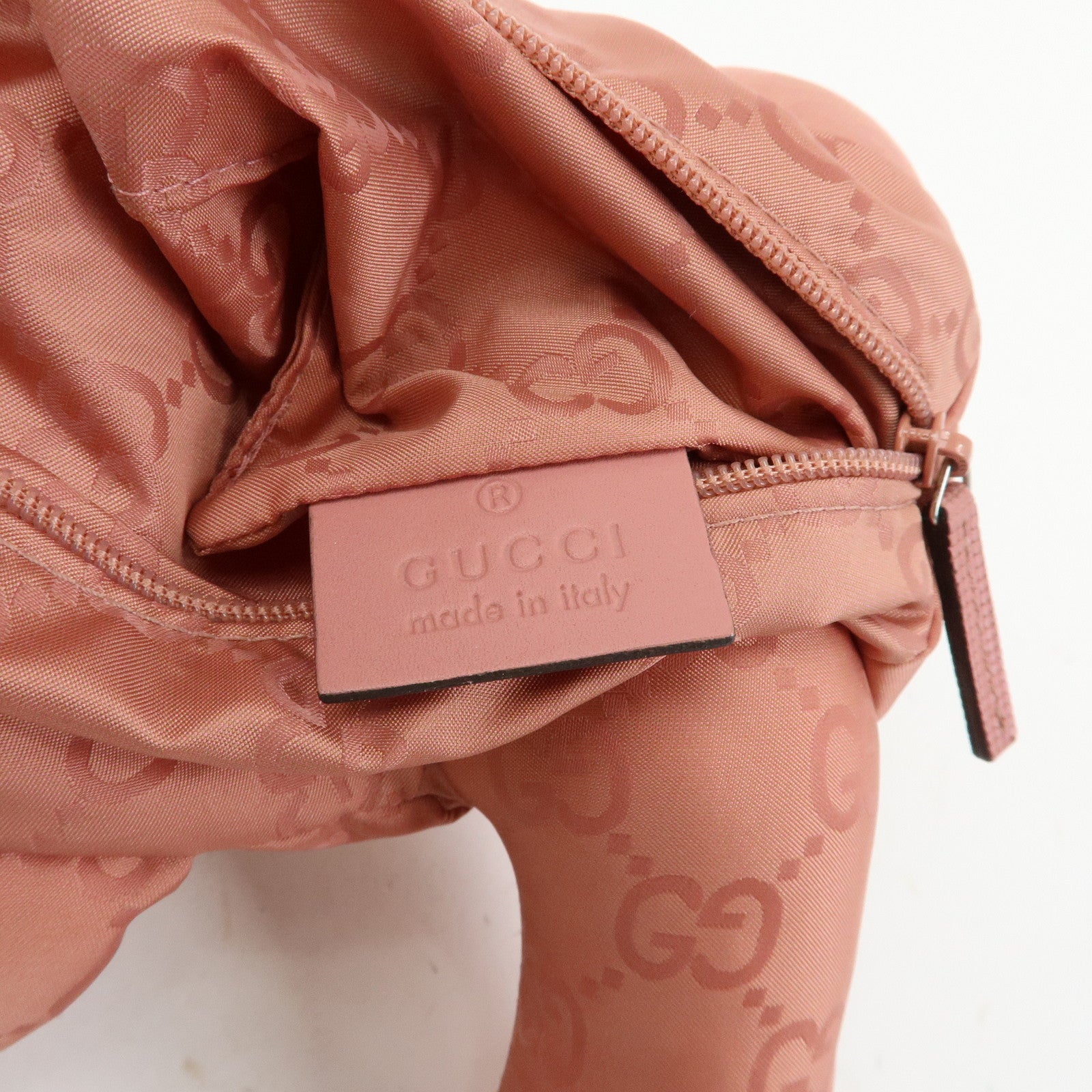 GUCCI Teddy Bear GG Nylon Cosmetic Pouch Bag Charm Pink 223669