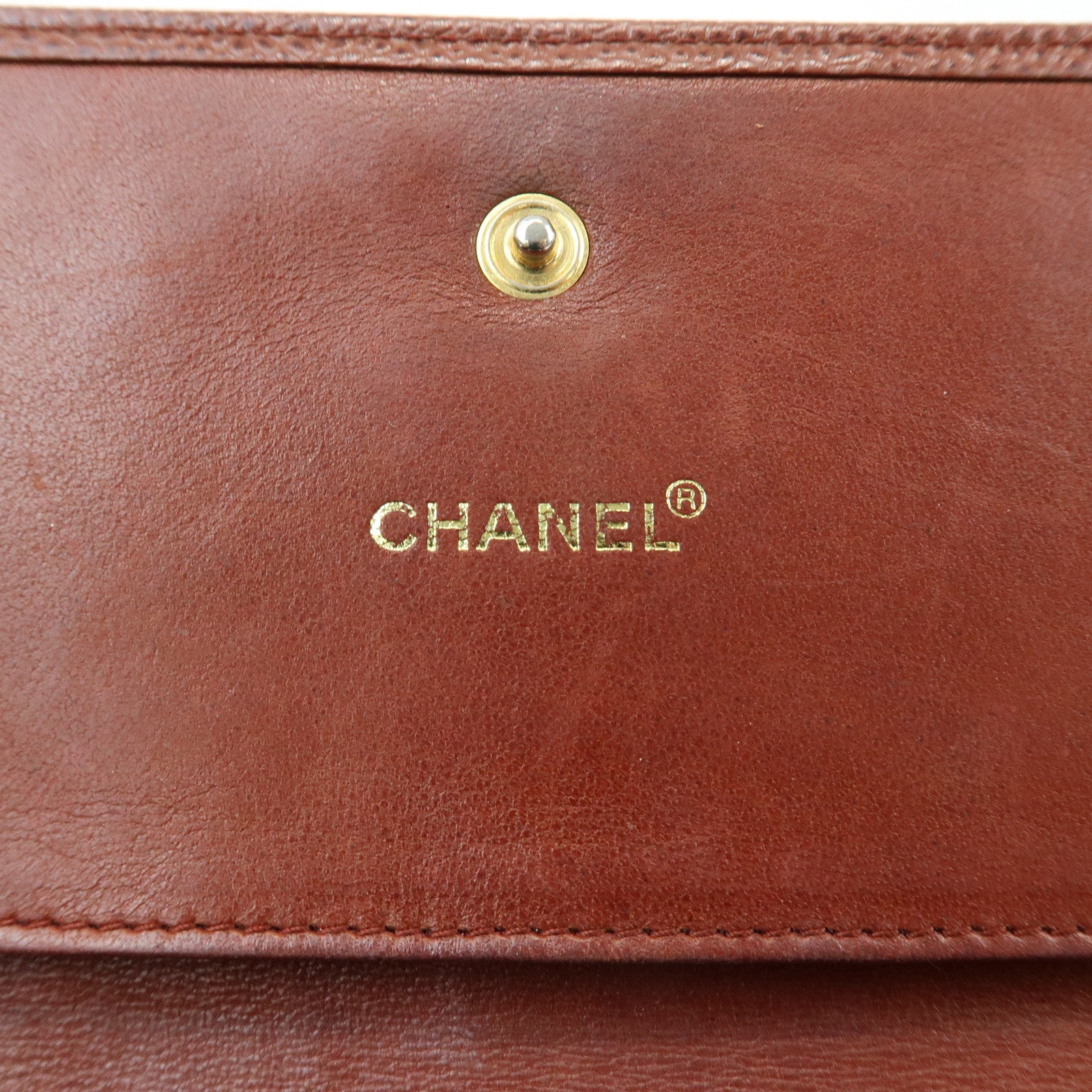 CHANEL COCO Mark Caviarskin Tri-fold Compact Wallet Brown