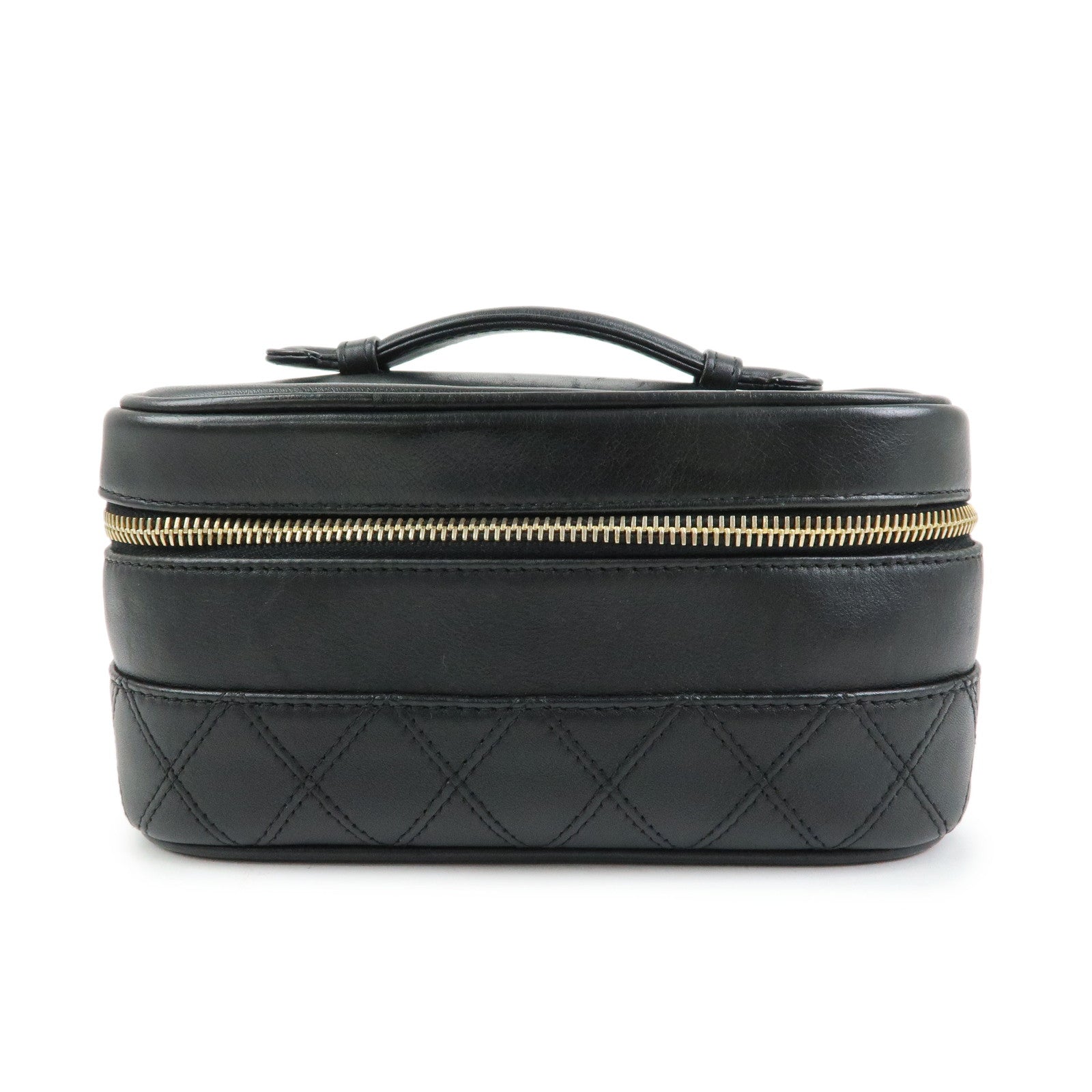 CHANEL Bicolore COCO Mark Calf Leather Vanity Bag Black A01618