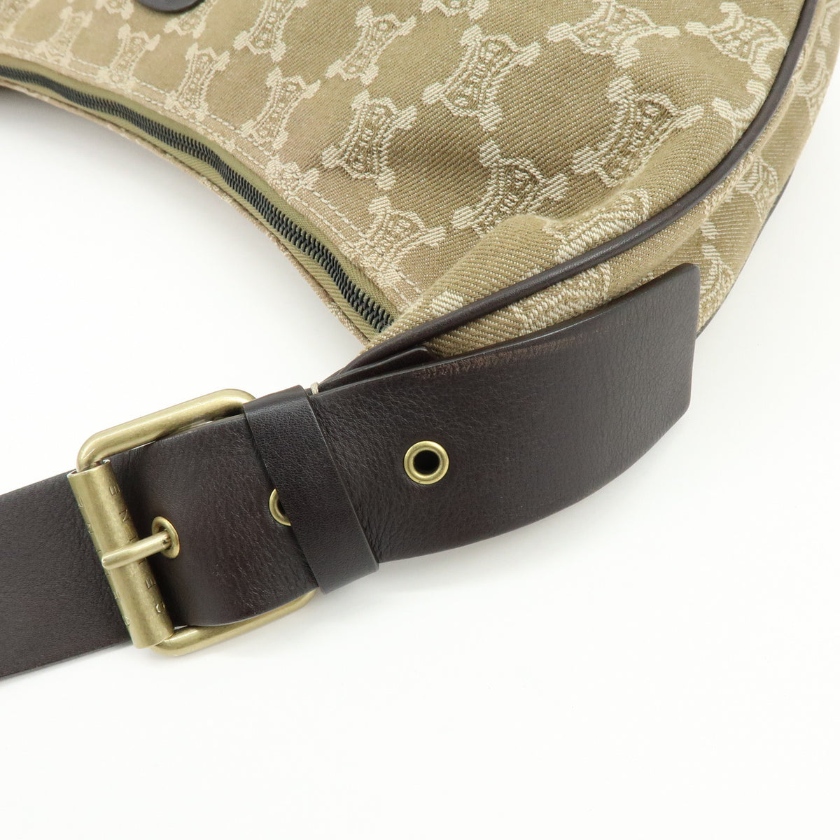 CELINE Macadam Canvas Leather Shoulder Bag Crossbody Bag Beige