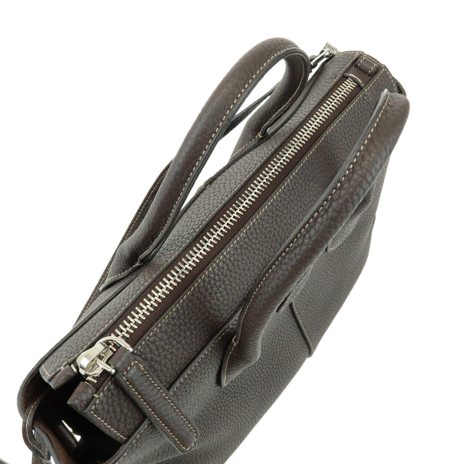 TOD'S Di Leather 2Way Bag Hand Bag Shoulder Bag Dark Brown
