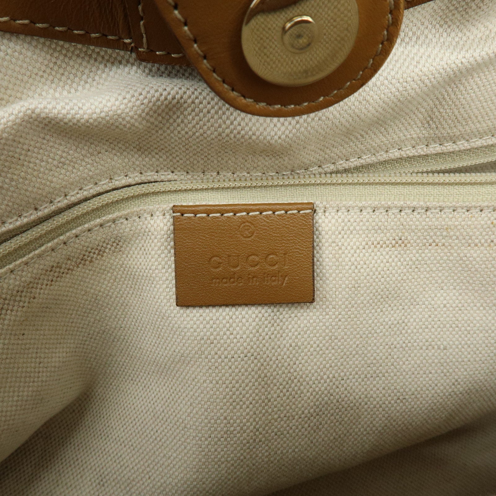 GUCCI Sukey Diamante Interlocking G Canvas Leather Tote Bag 211944