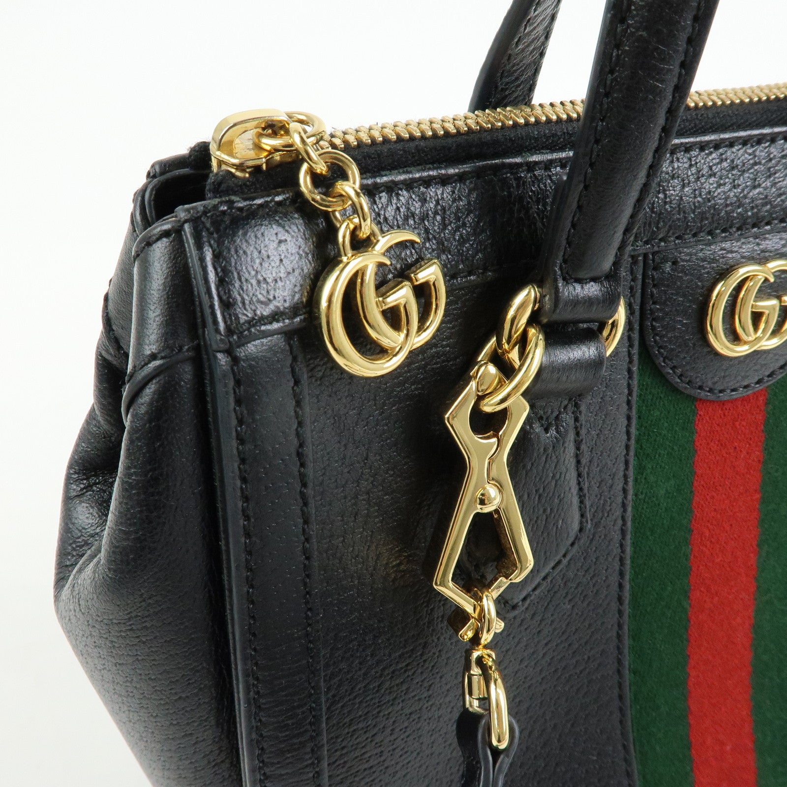 GUCCI Ophidia Sherry Leather 2Way Bag Shoulder Bag Hand Bag Black