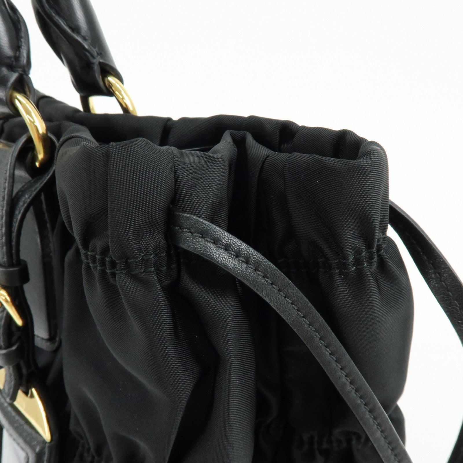PRADA Tessuto Gaufre Nylon Leather 2Way Bag Hand Bag Black B1788M