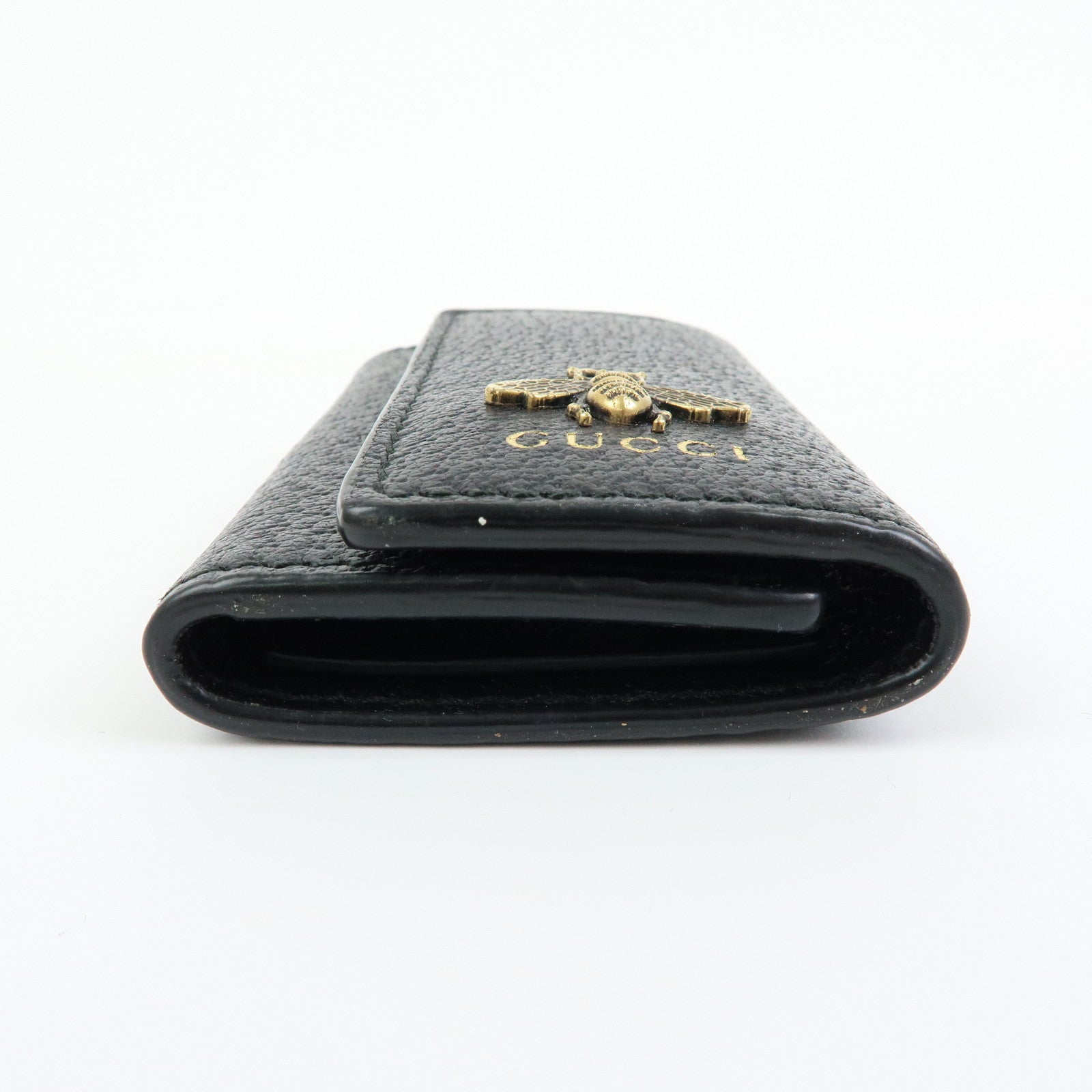 GUCCI Animalier Bee Leather 6 Ring Key Case Key Holder Black 523683