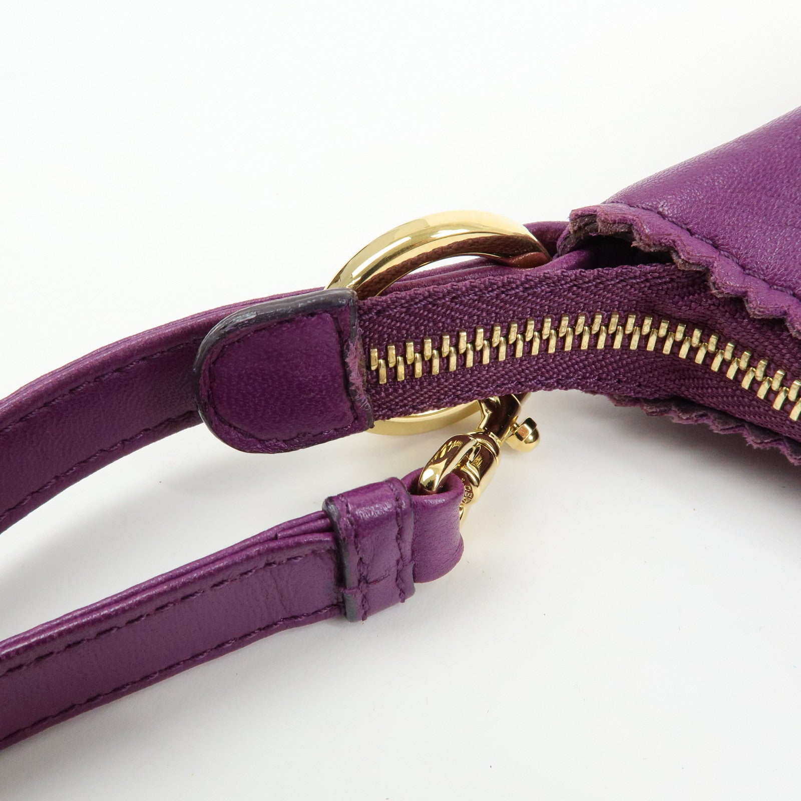 LOEWE Anagram Nappa Leather Shoulder Bag Hand Bag Brown Purple