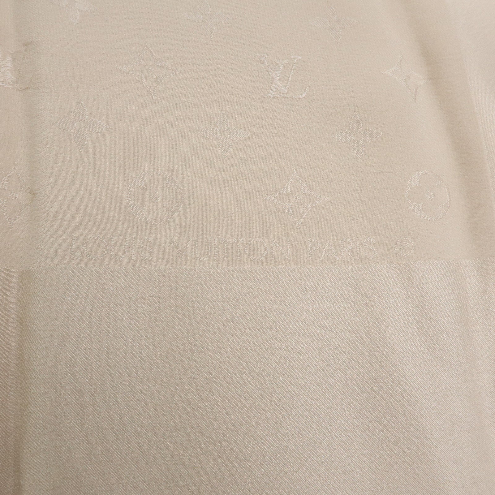 Louis Vuitton Monogram Silk 100% Scarf Shawl Beige