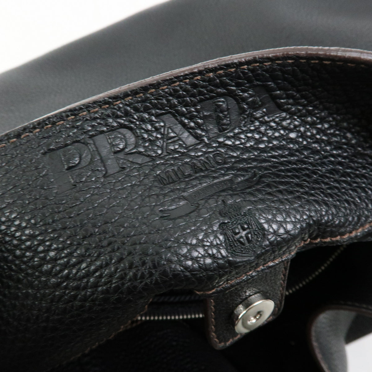 PRADA Leather Shoulder Bag Hand Bag Black BR3648