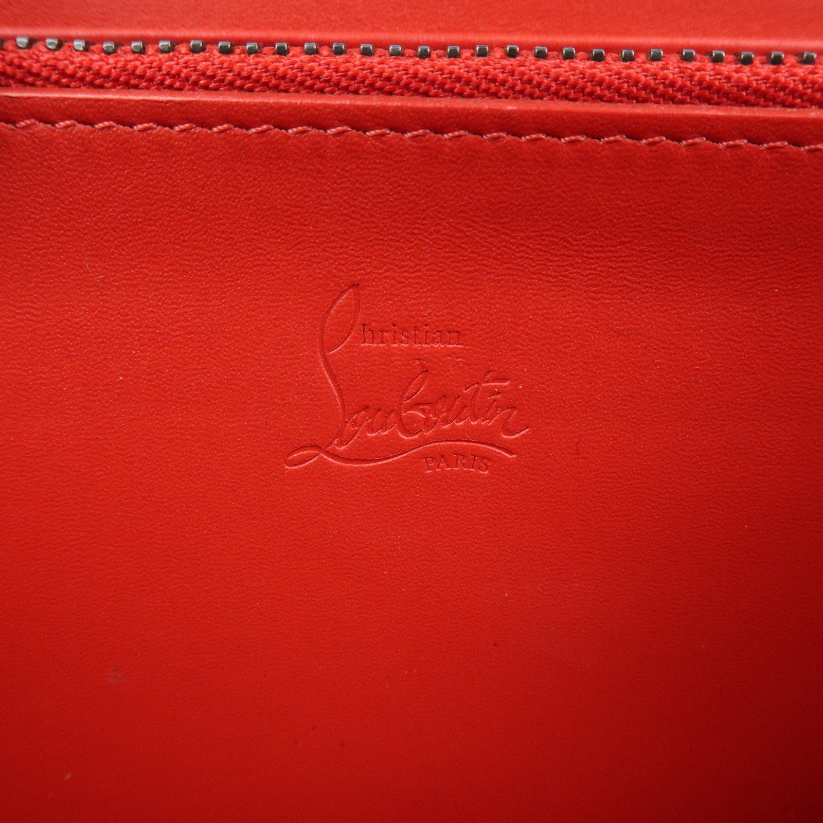 Christian Louboutin Studs Leather Round Zippy Long Wallet Black