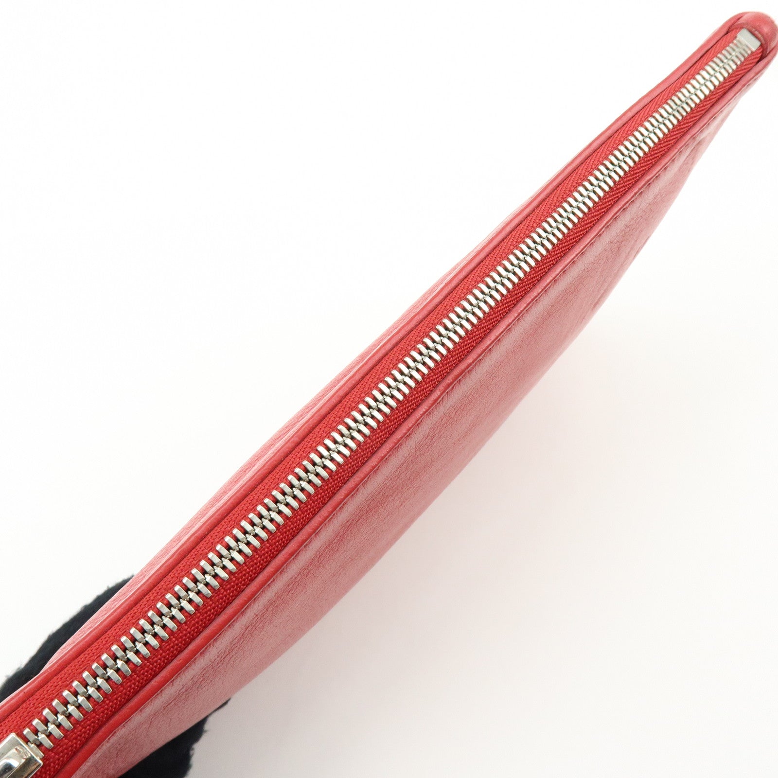 BALENCIAGA Leather Everyday Pouch Clutch Bag Flat Pouch Red 551992