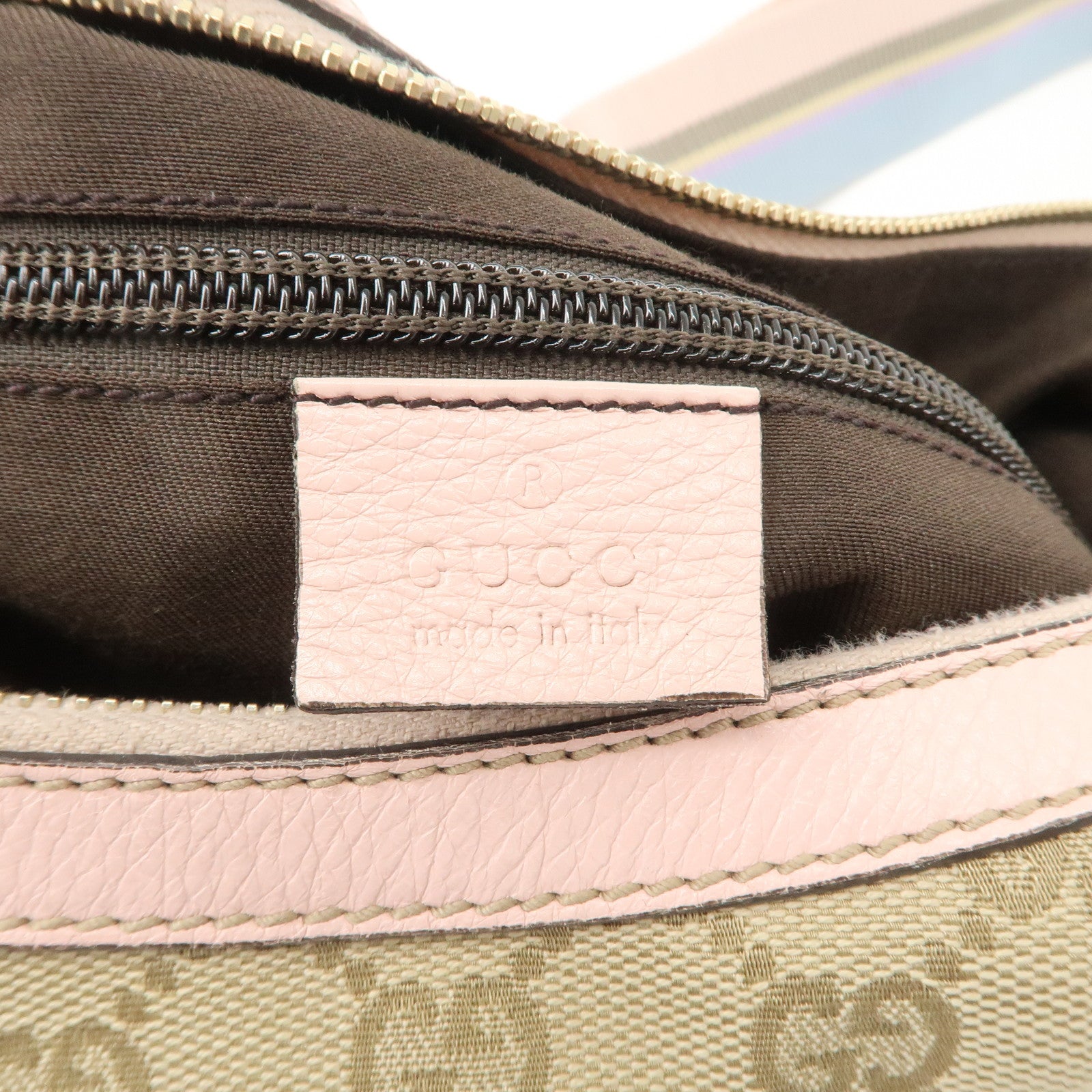 GUCCI GG Canvas Leather Shoulder Bag Crossbody Bag Beige Pink 181092 Used