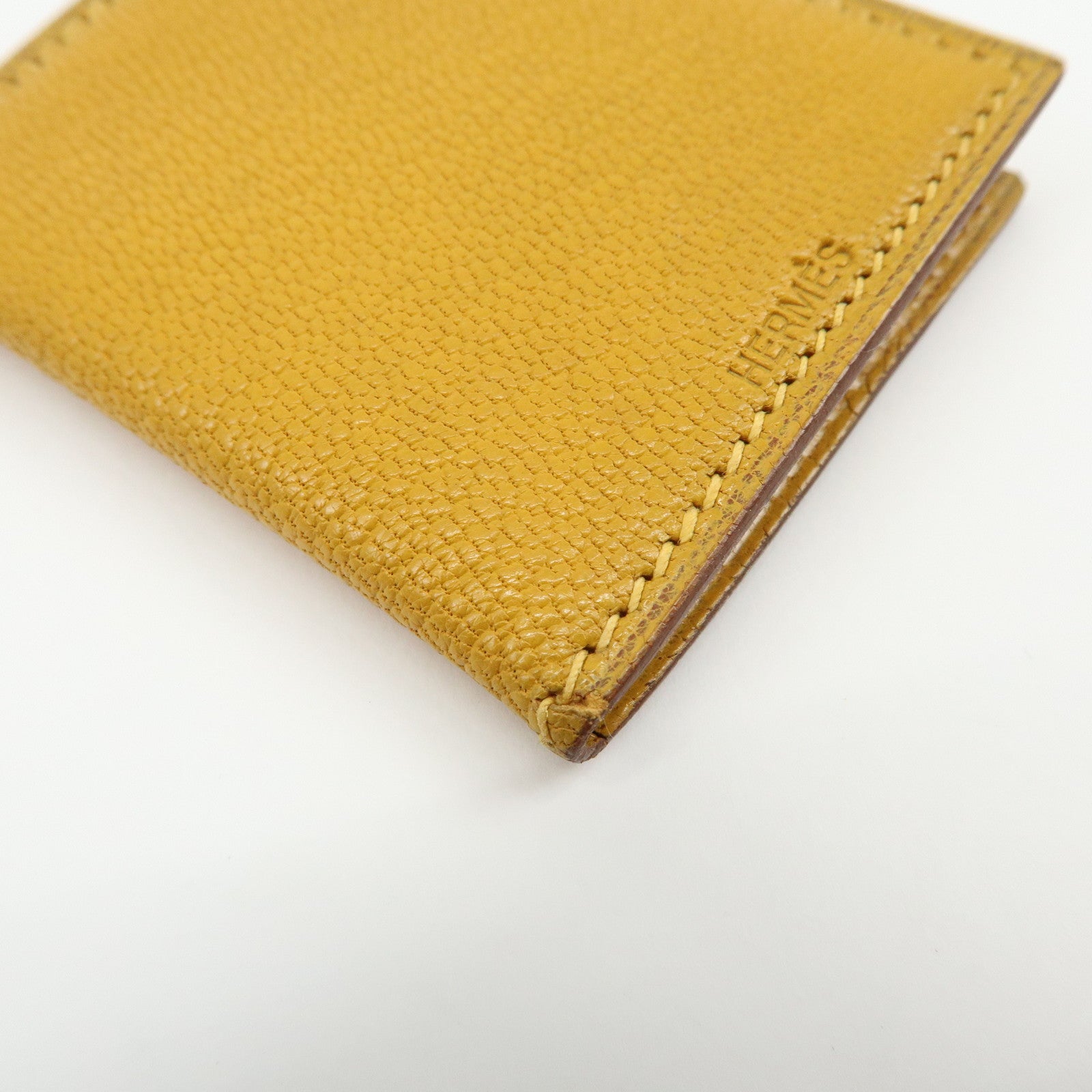 HERMES Leather Mini Photo Case Yellow □F Stamp 2002