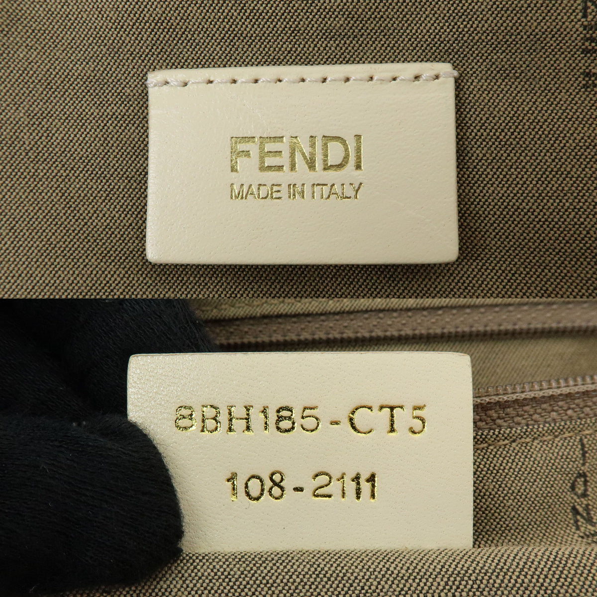 FENDI Zucchino Canvas Leather Tote Bag Flower Vanilla Pink Green 8BH185