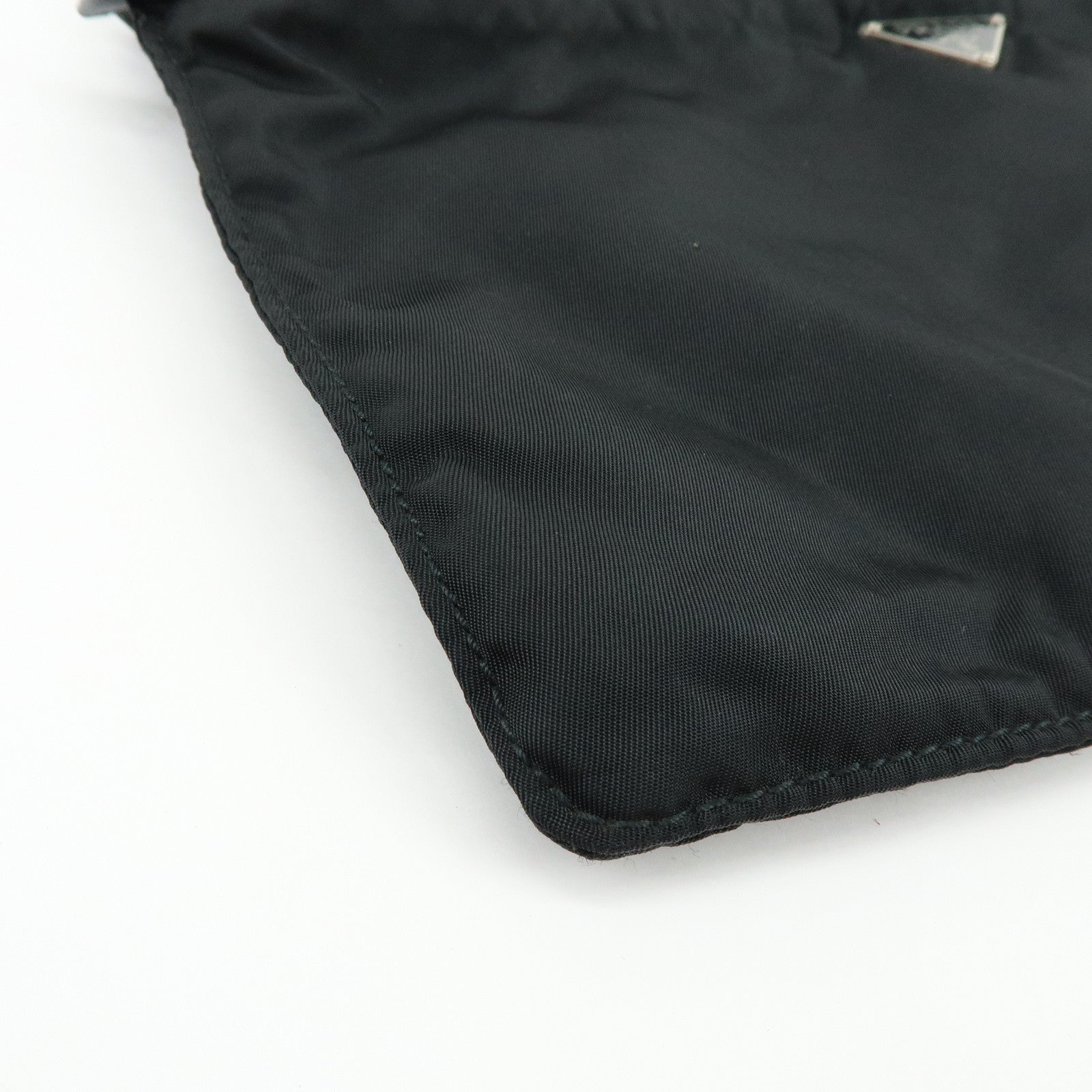 PRADA Triangle Logo Nylon Leather Shoulder Crossbody Bag Black