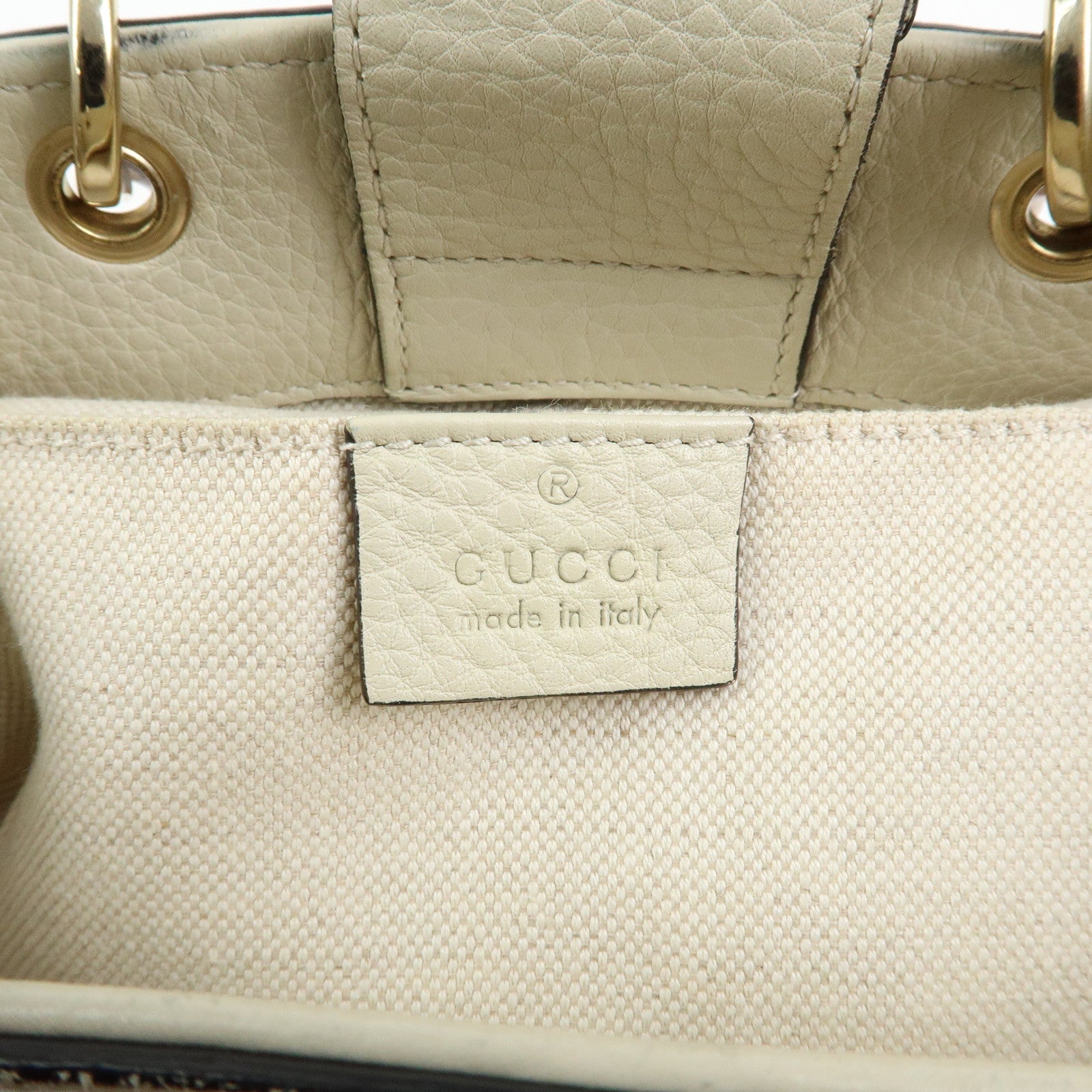 GUCCI Bamboo Mini Shopper Leather 2Way Bag Hand Bag White 368823