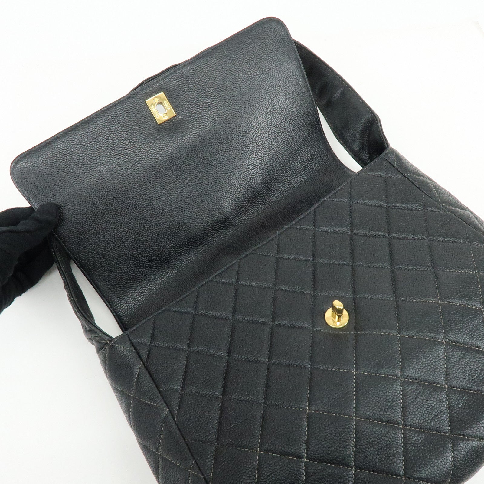 CHANEL COCO Mark Matelasse Caviar Skin Shoulder Bag Black