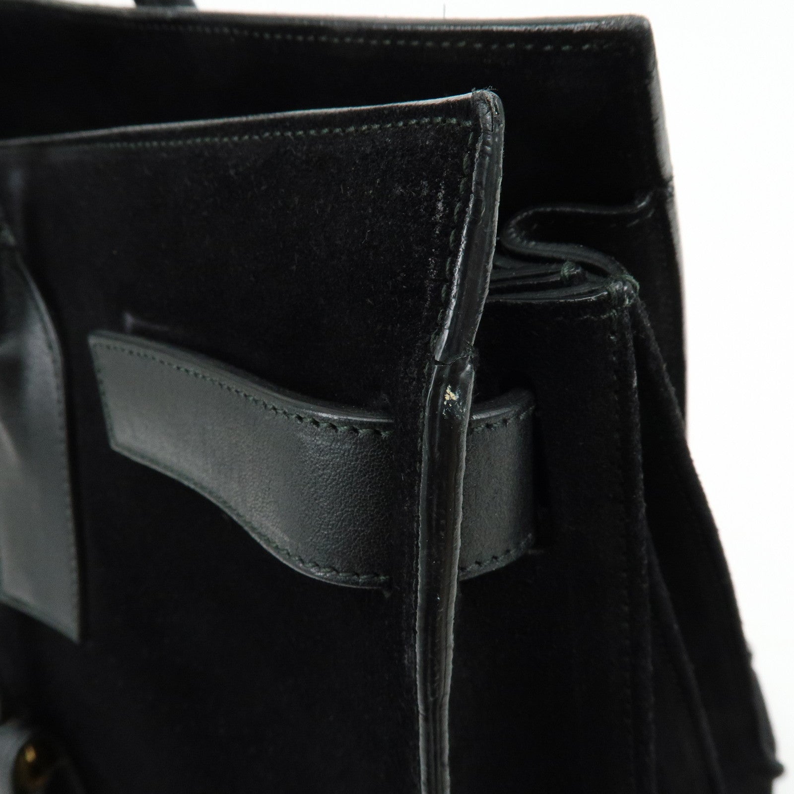 SAINT LAURENT PARIS Sac de Jour Leather Suede Hand Bag Black 319910