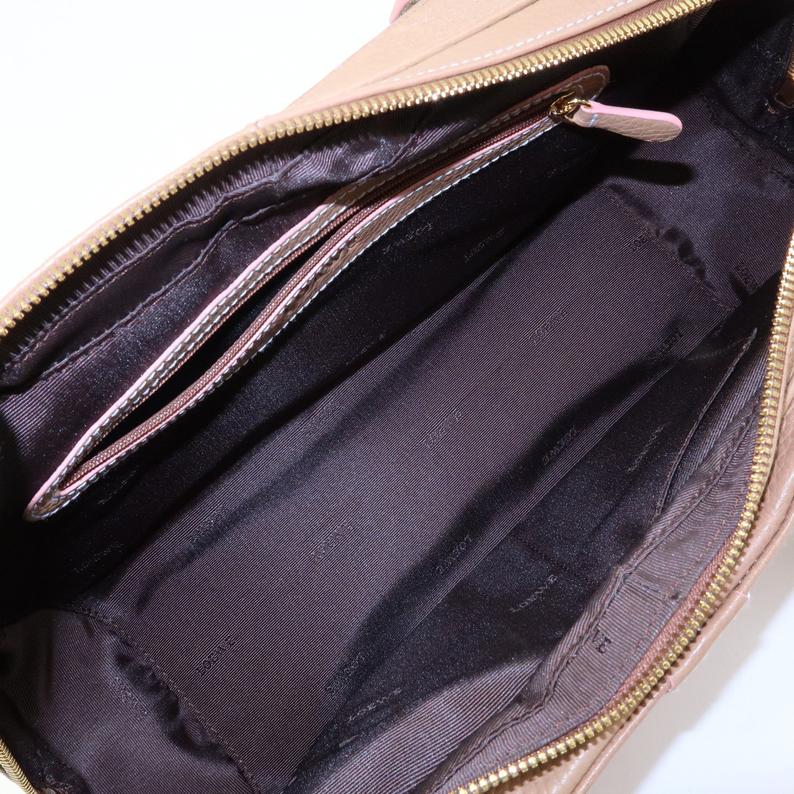 LOEWE Senda Stitches Leather Hand Bag Boston Bag Beige