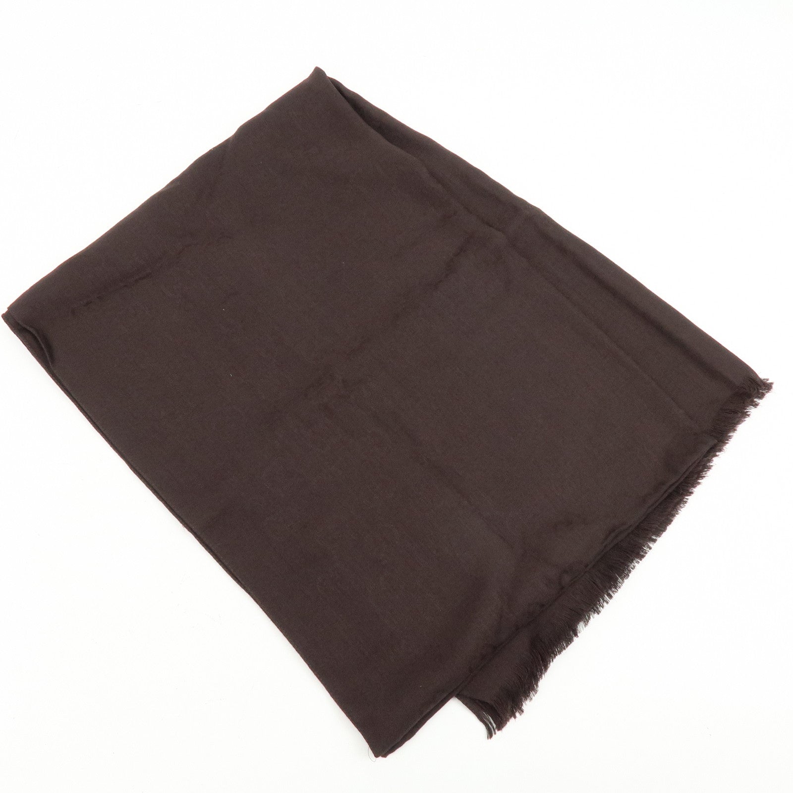 GUCCI GG Monogram Wool Sik Scarf Shawl Dark Brown