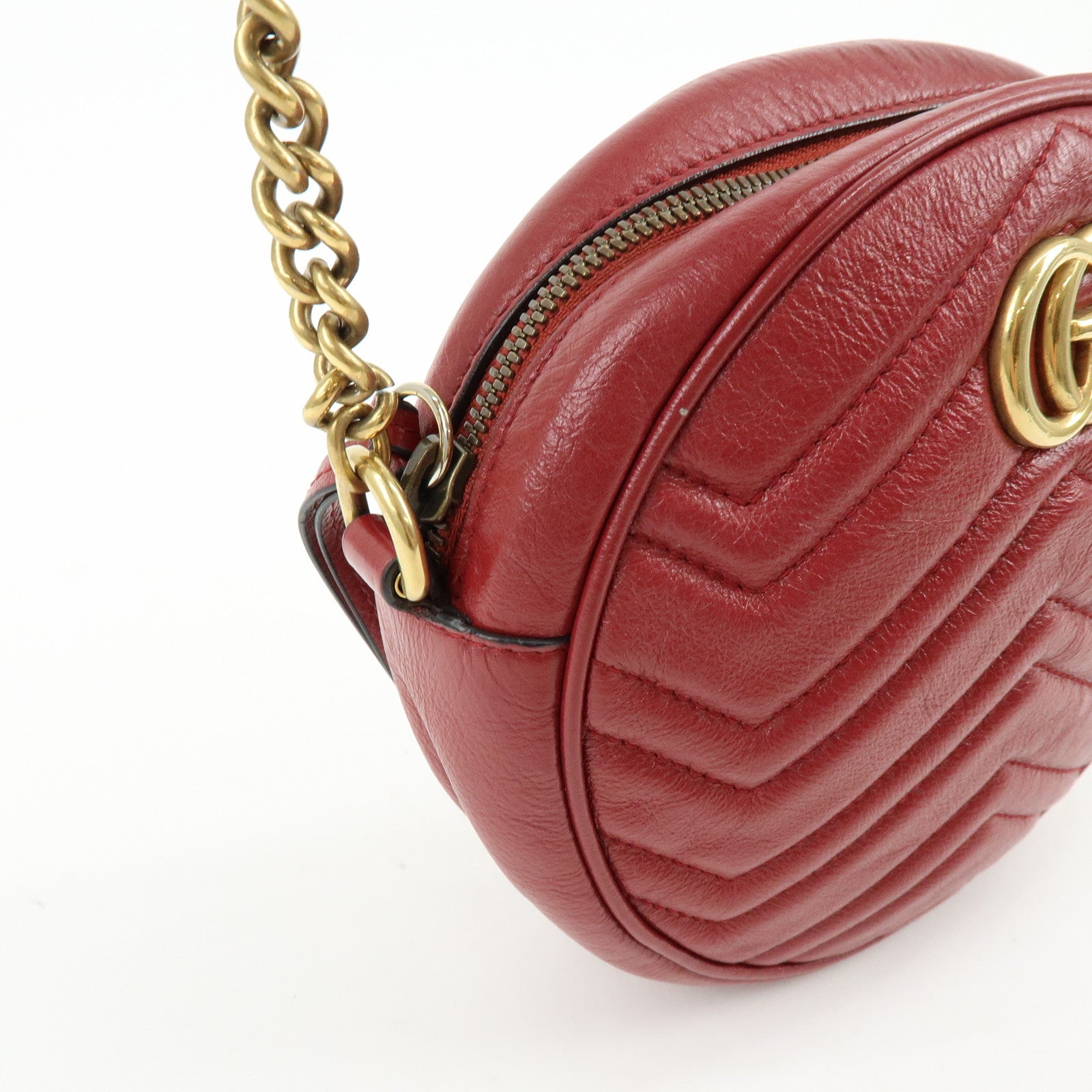 GUCCI GG Marmont Chevron Leather Chain Shoulder Bag Heart 550154