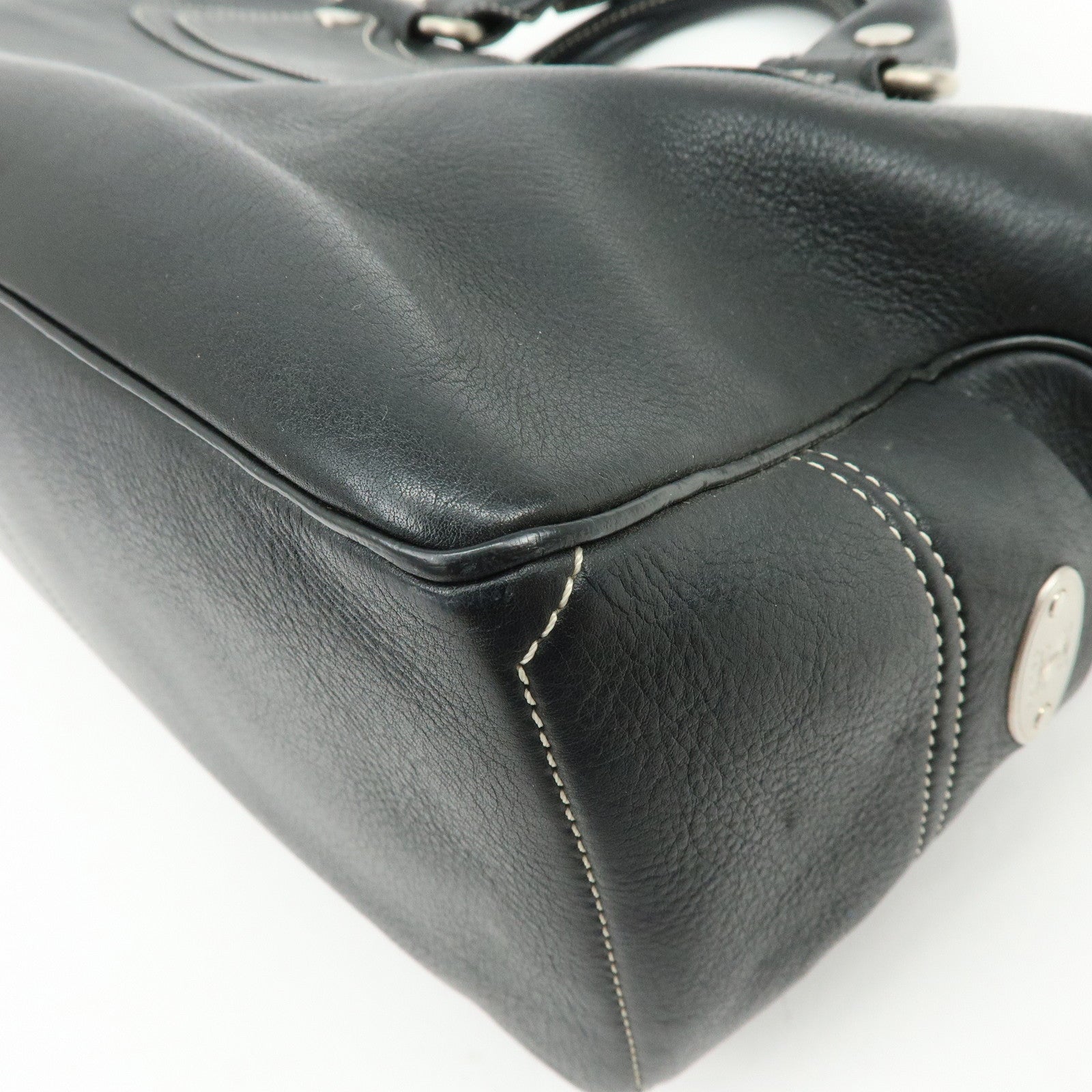 CELINE Macadam Boogie Bag Leather Hand Bag Tote Bag Black