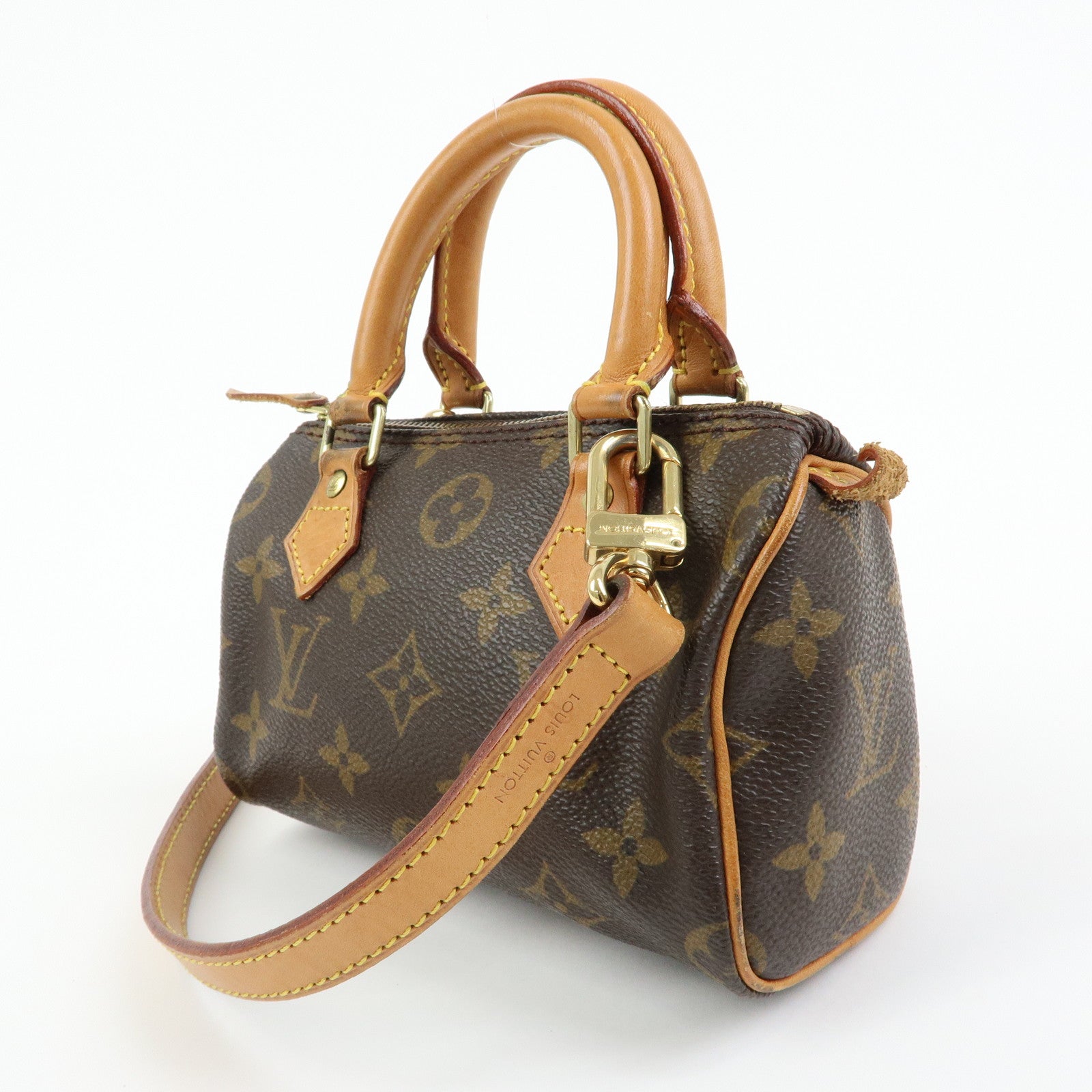 Louis Vuitton Monogram Mini Speedy Canvas Hand Bag & Strap M41534