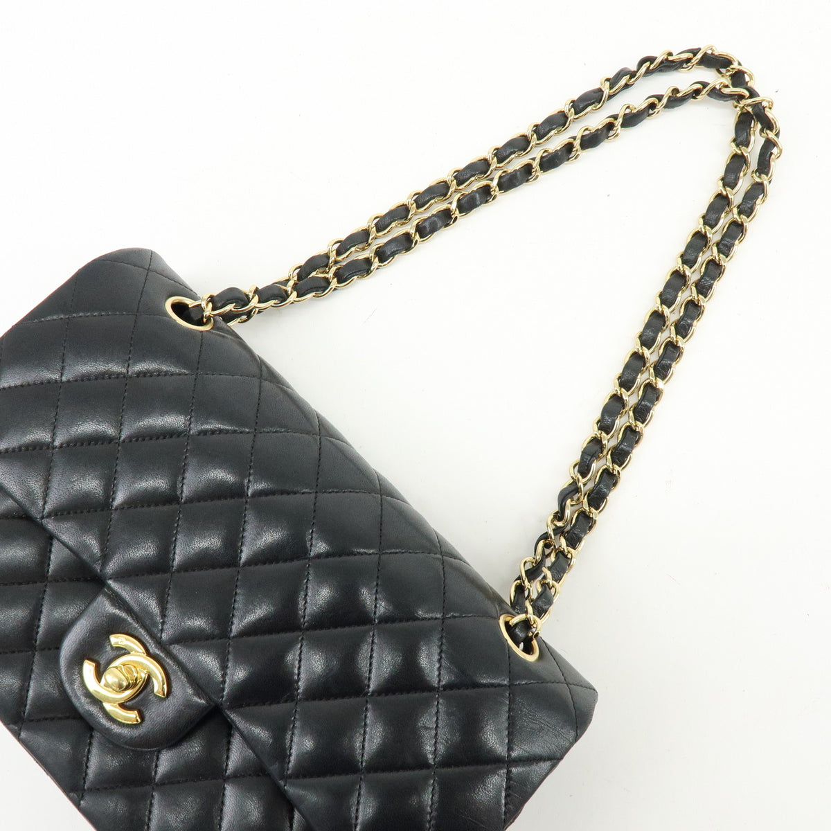 CHANEL Matelasse 25 Double Flap Lamb Skin Chain Shoulder Bag A01112