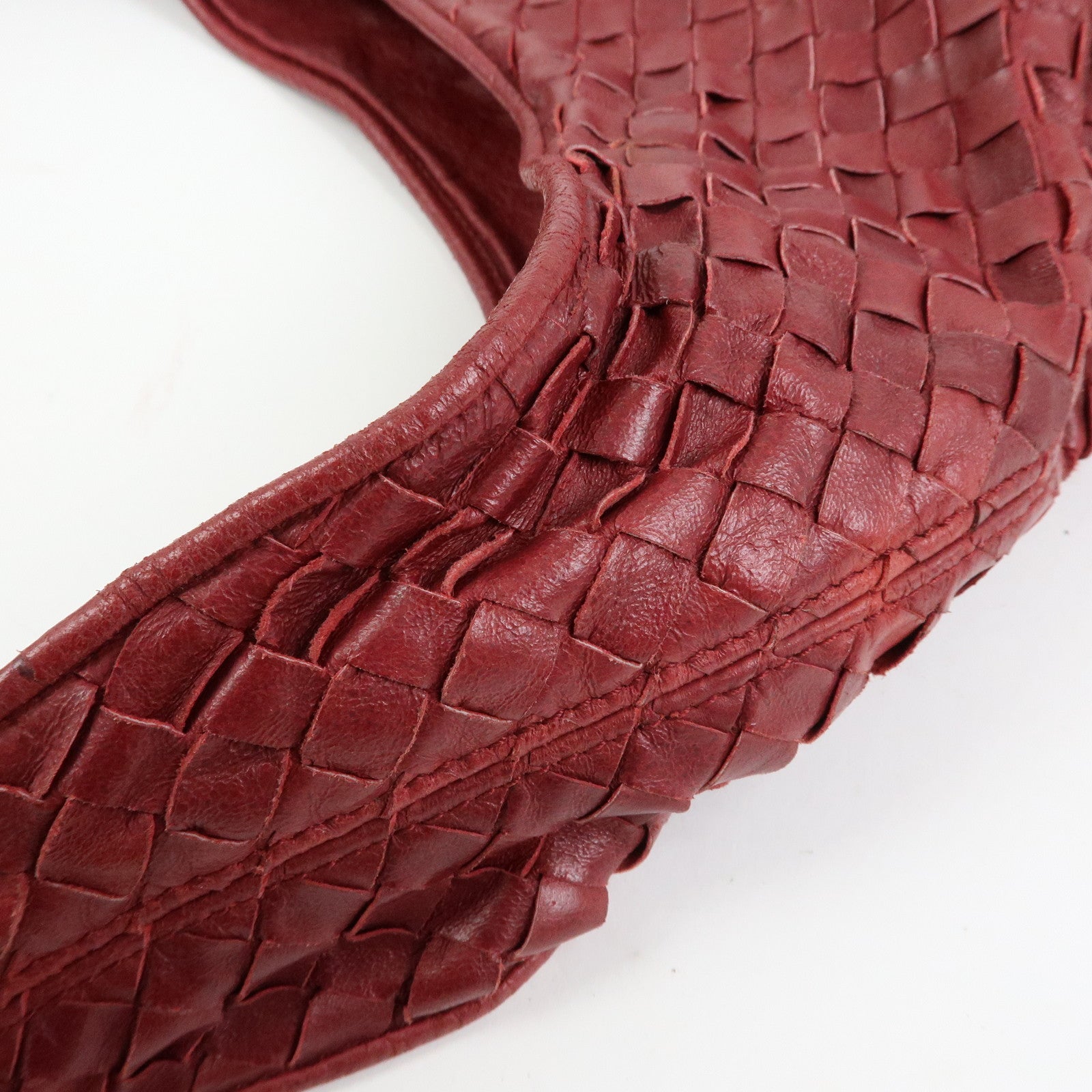 BOTTEGA VENETA Intrecciato Leather Shoulder Bag Crossbody Bag Wine Red