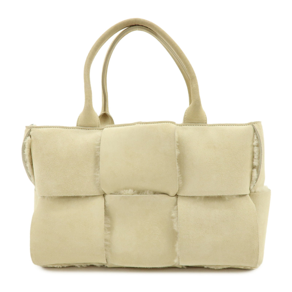 BOTTEGA VENETA Intorceciatto Arco Shearling Leather Hand Tote Bag Beige