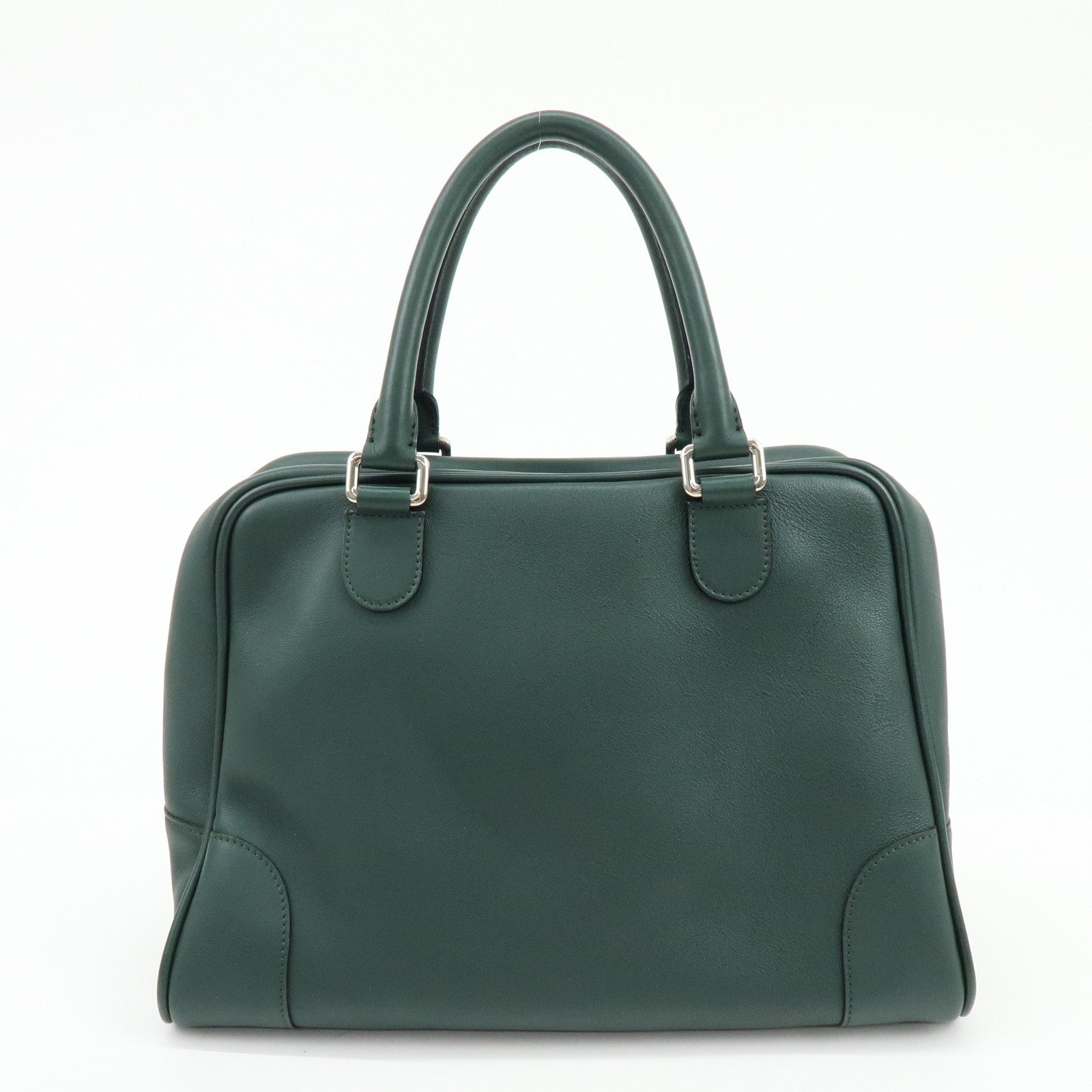 LOEWE Anagram Amazona Leather Boston Bag Hand Bag Dark Green
