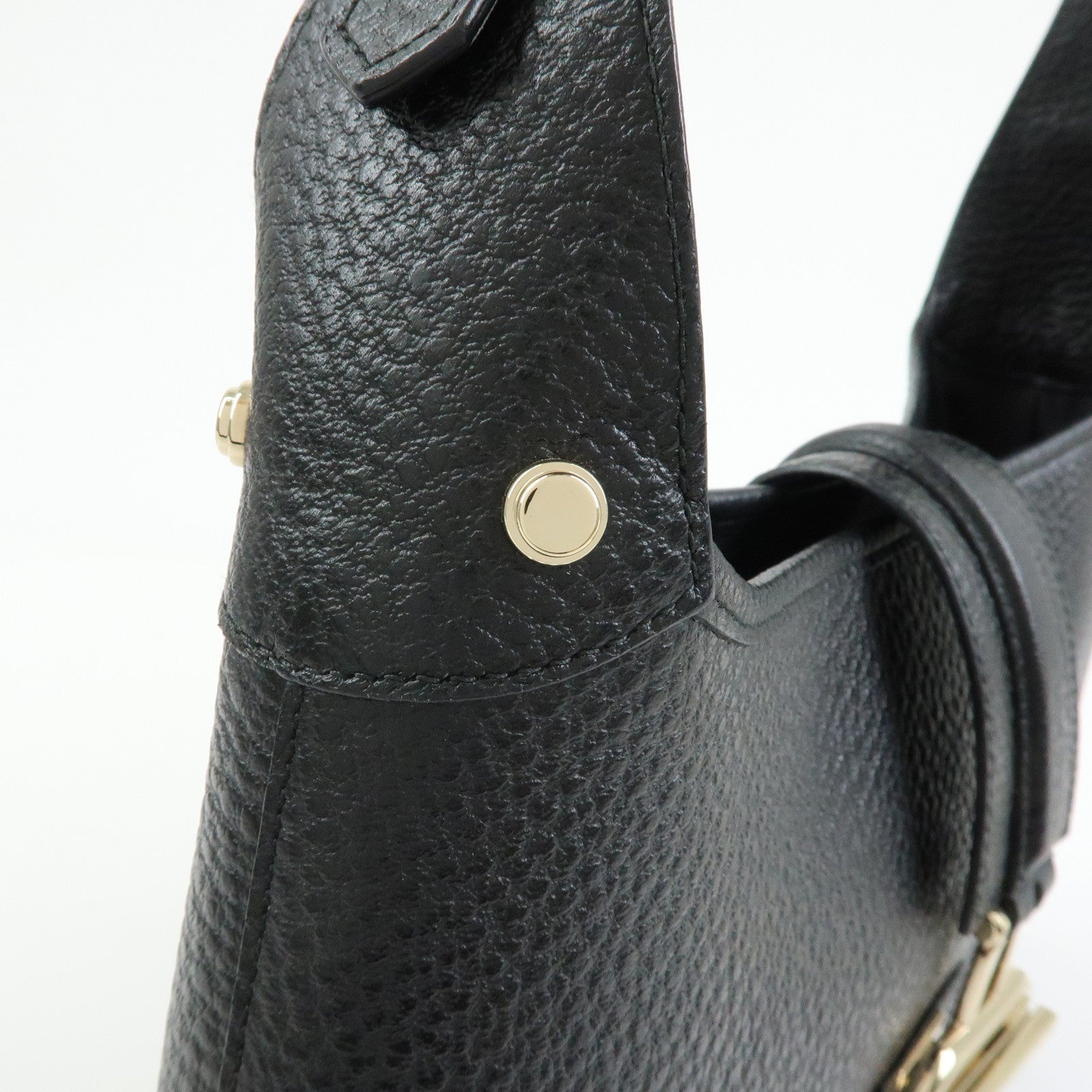GUCCI Logo Leather Shoulder Bag Hand Bag Black 130779